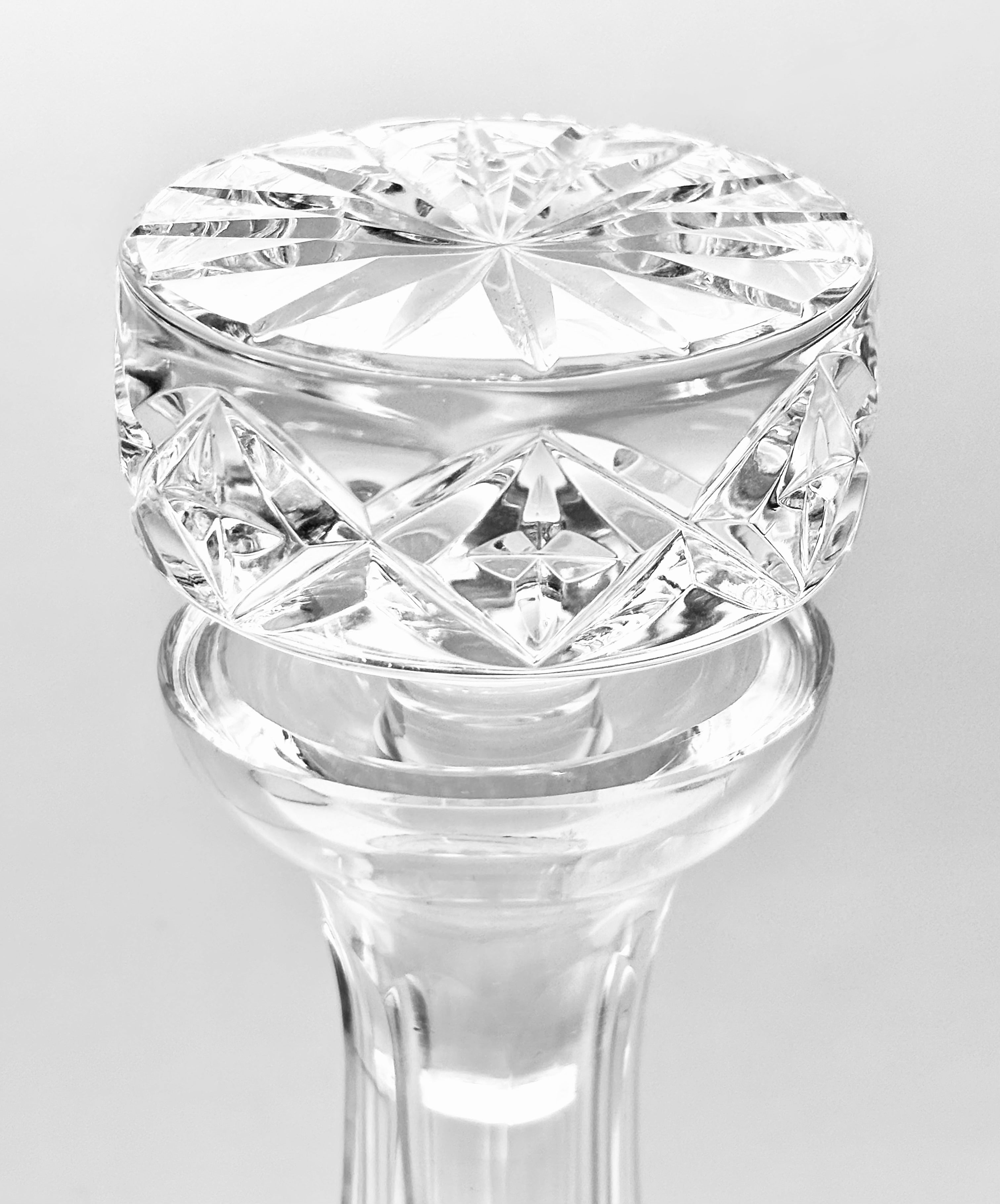 Bohemian Cut Crystal Decanter – Hand-Cut Crystal Carafe, Engraved Stopper No. 92