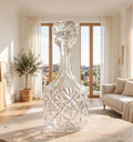 Bohemian Cut Crystal Decanter – Hand-Cut Crystal Carafe, Engraved Stopper No. 92