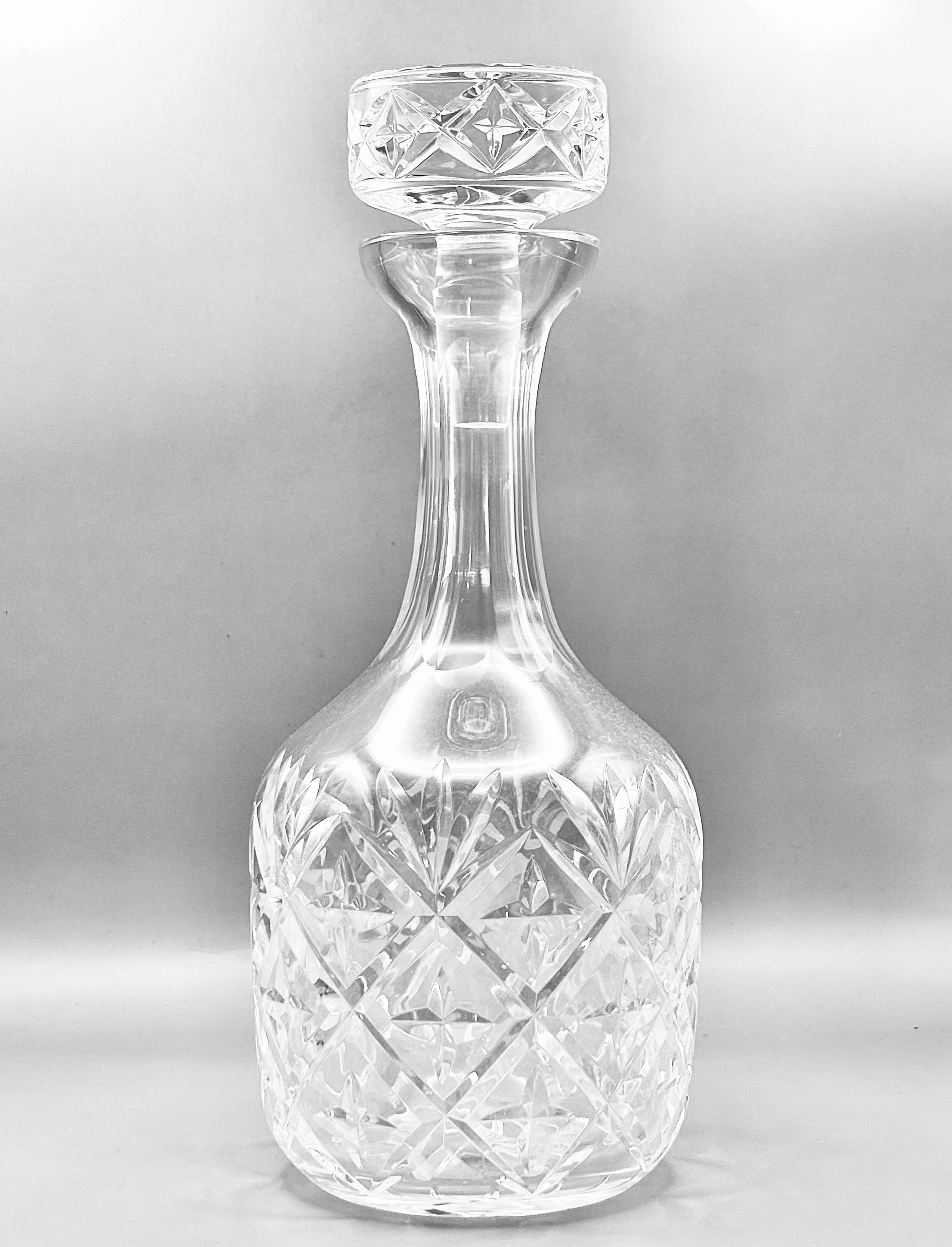 Bohemian Cut Crystal Decanter – Hand-Cut Crystal Carafe, Engraved Stopper No. 92