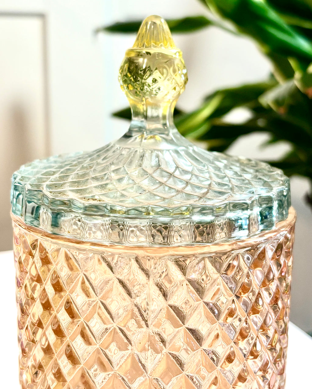 Scandinavian Harlequin Glass Apothecary Jar with Lid | Pastel Candy Storage Canister