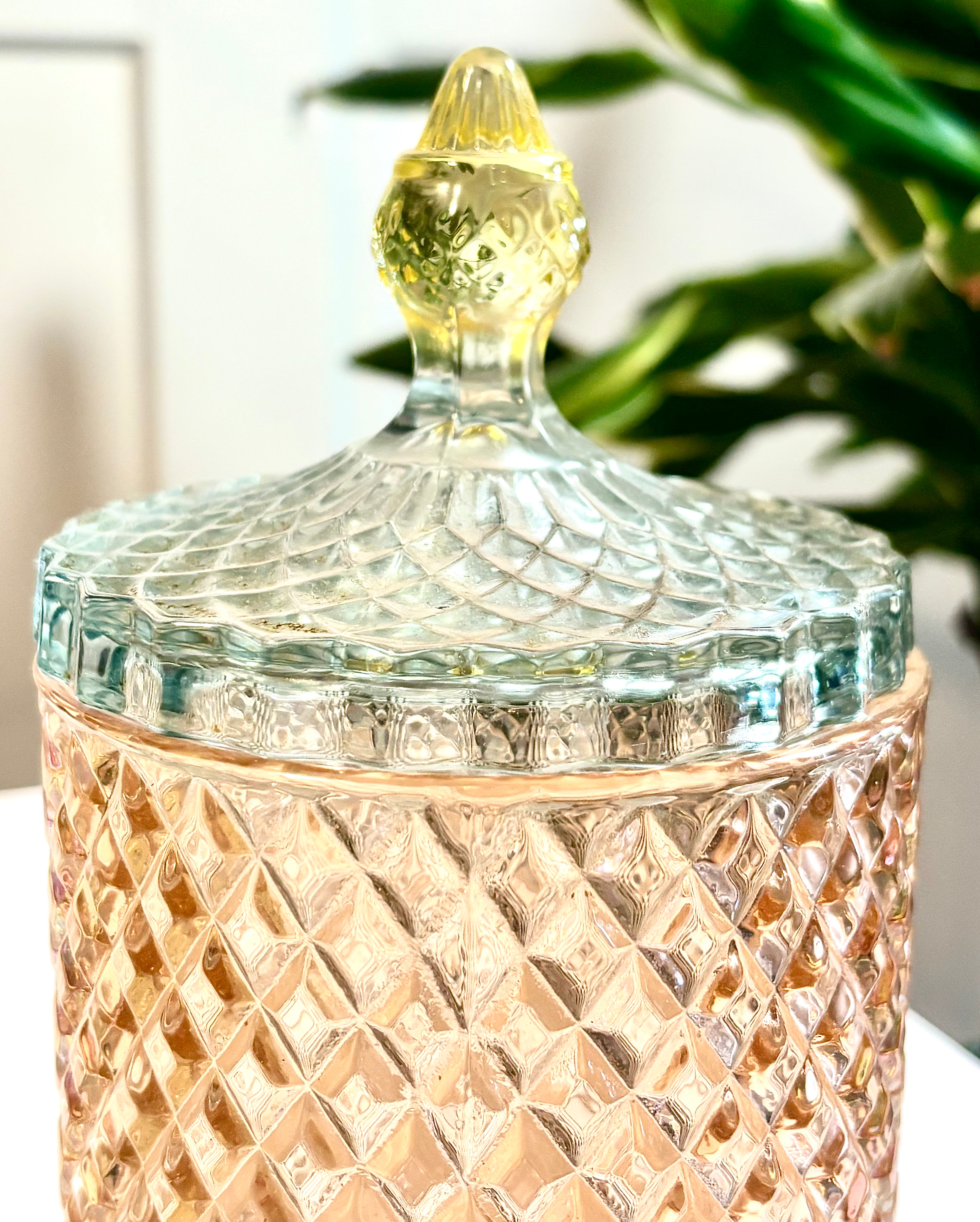 Scandinavian Harlequin Glass Apothecary Jar with Lid | Pastel Candy Storage Canister