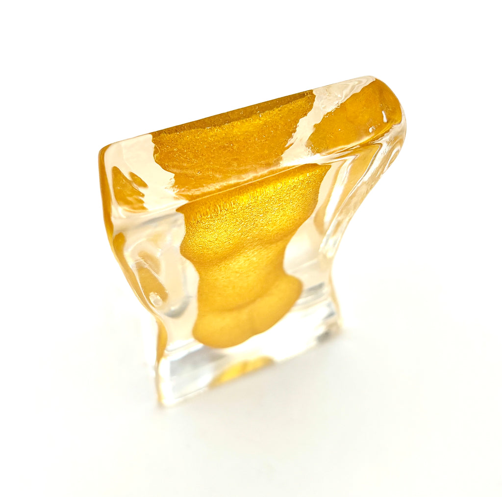 Erika Höglund Crystal Woman Sculpture, Yellow Art Glass, Målerås Sweden