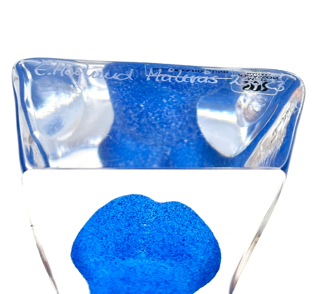 Erika Höglund Signed Blue Crystal Sculpture, Mats Jonasson Målerås Art Glass