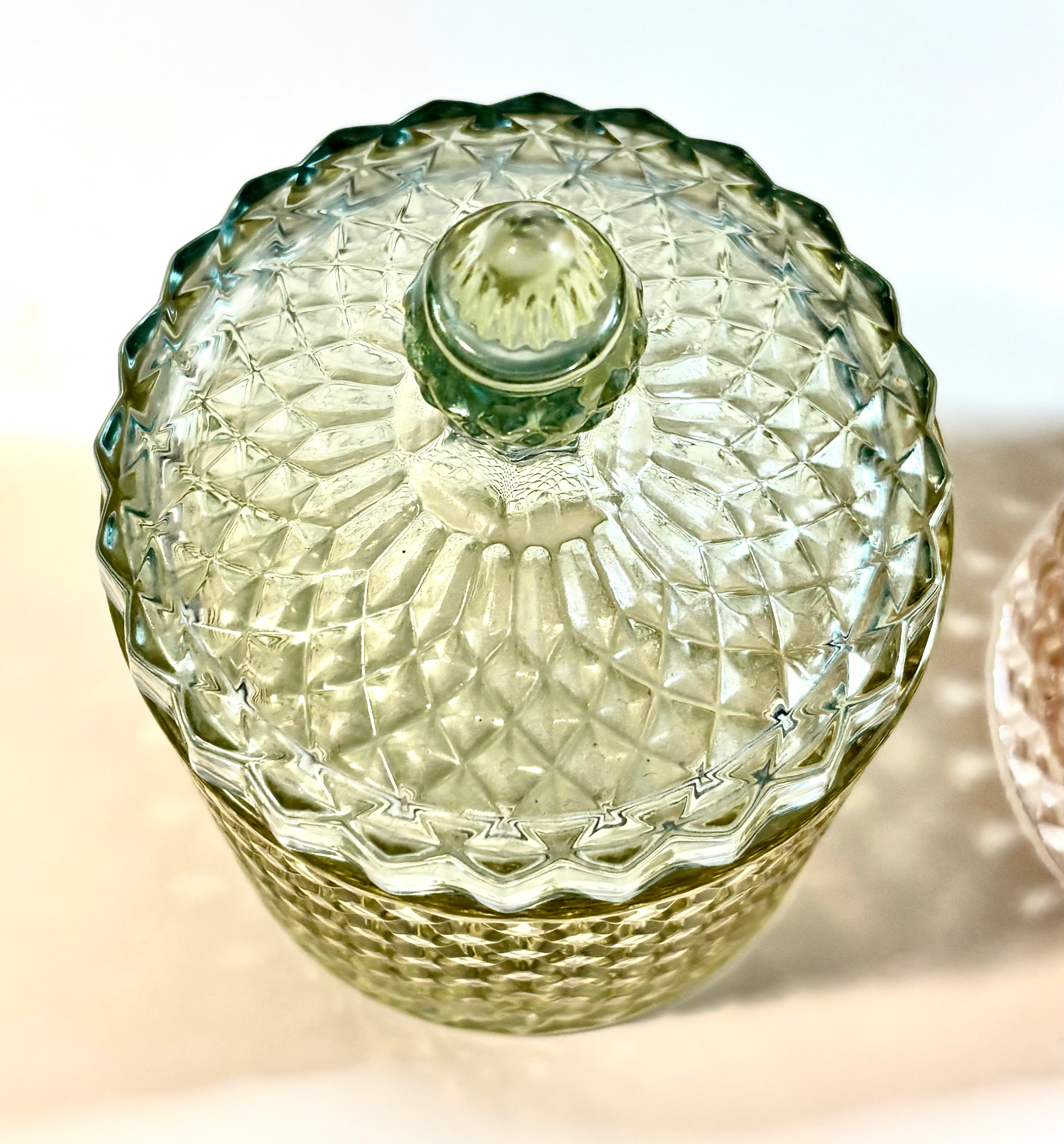 Scandinavian Harlequin Glass Apothecary Jar with Lid | Pastel Candy Storage Canister