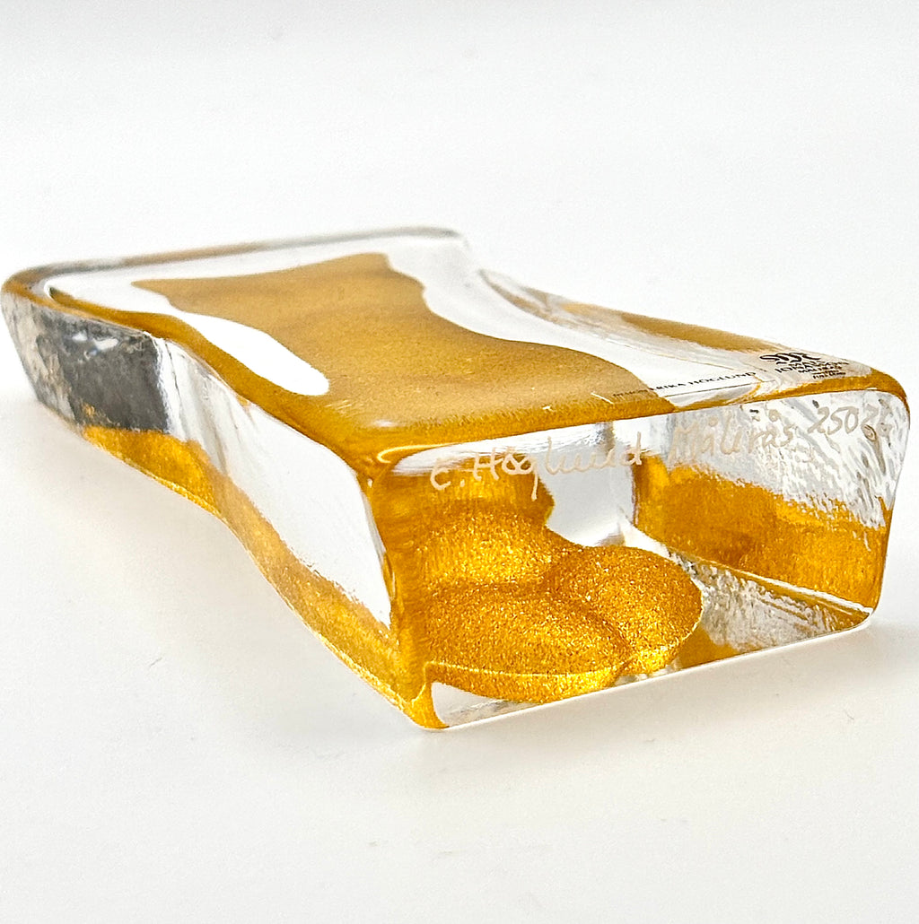 Erika Höglund Crystal Woman Sculpture, Yellow Art Glass, Målerås Sweden