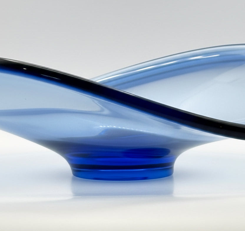 Holmegaard Selandia Blue Art Glass Bowl – Per Lütken – Danish Mid-Century Design – Original Box & Brochure