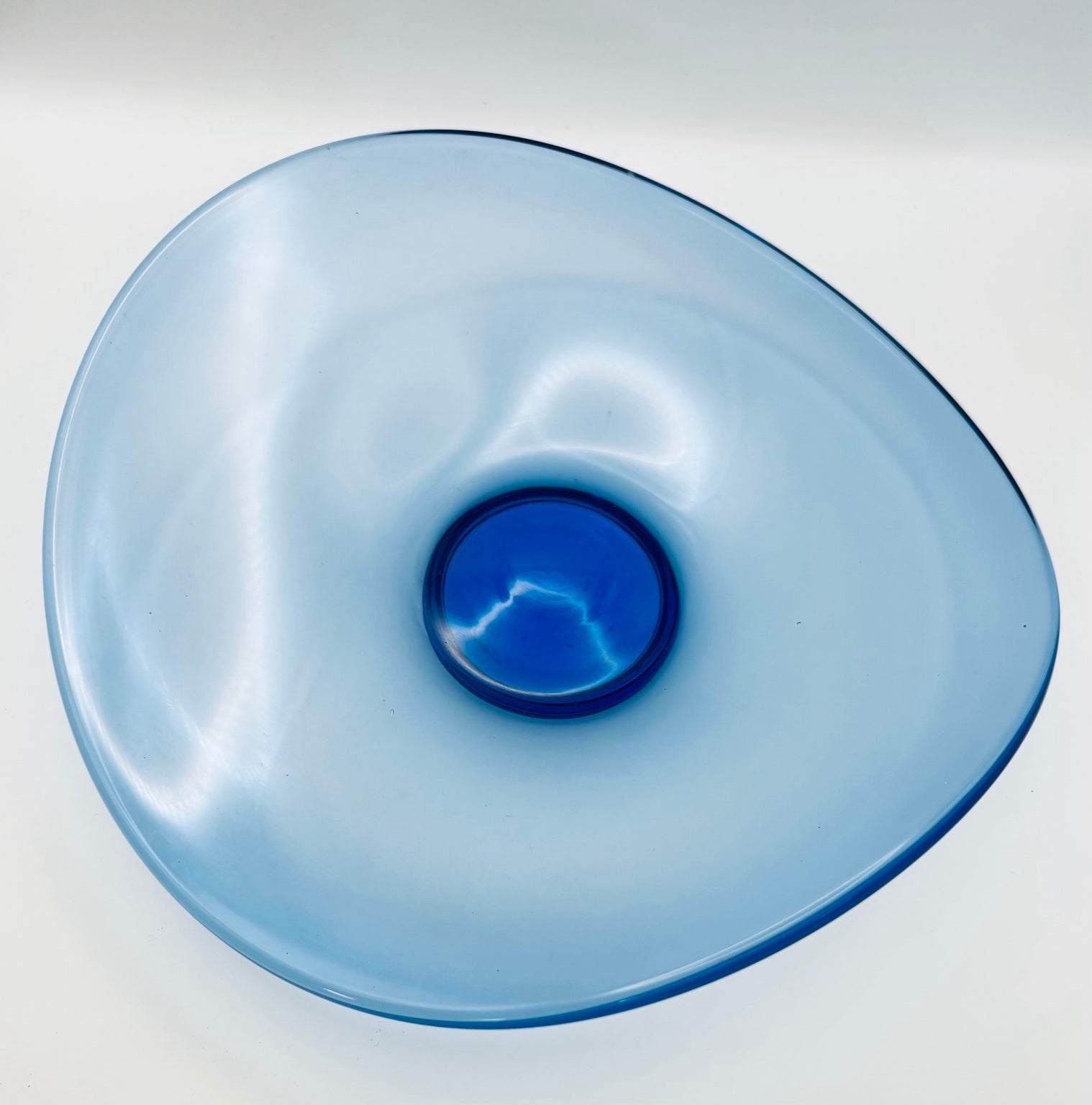 Holmegaard Selandia Blue Art Glass Bowl – Per Lütken – Danish Mid-Century Design – Original Box & Brochure