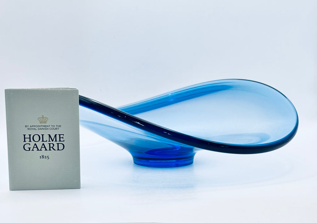 Holmegaard Selandia Blue Art Glass Bowl – Per Lütken – Danish Mid-Century Design – Original Box & Brochure