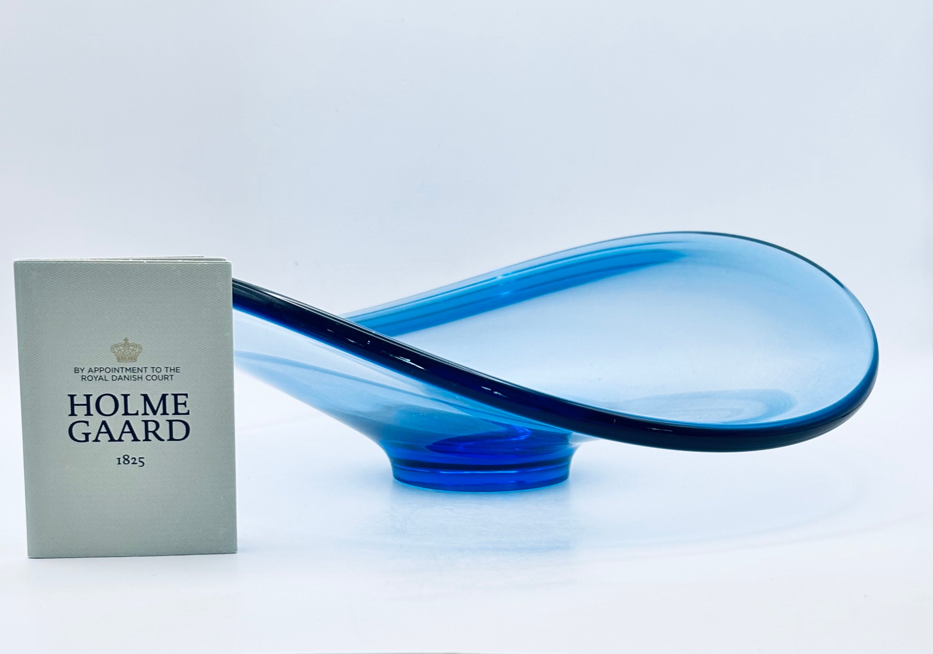 Holmegaard Selandia Blue Art Glass Bowl – Per Lütken – Danish Mid-Century Design – Original Box & Brochure