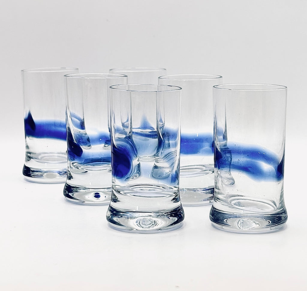 Holmegaard Blue Time Shot Glasses Set of 6 | Christel & Christer Holmgren 1971