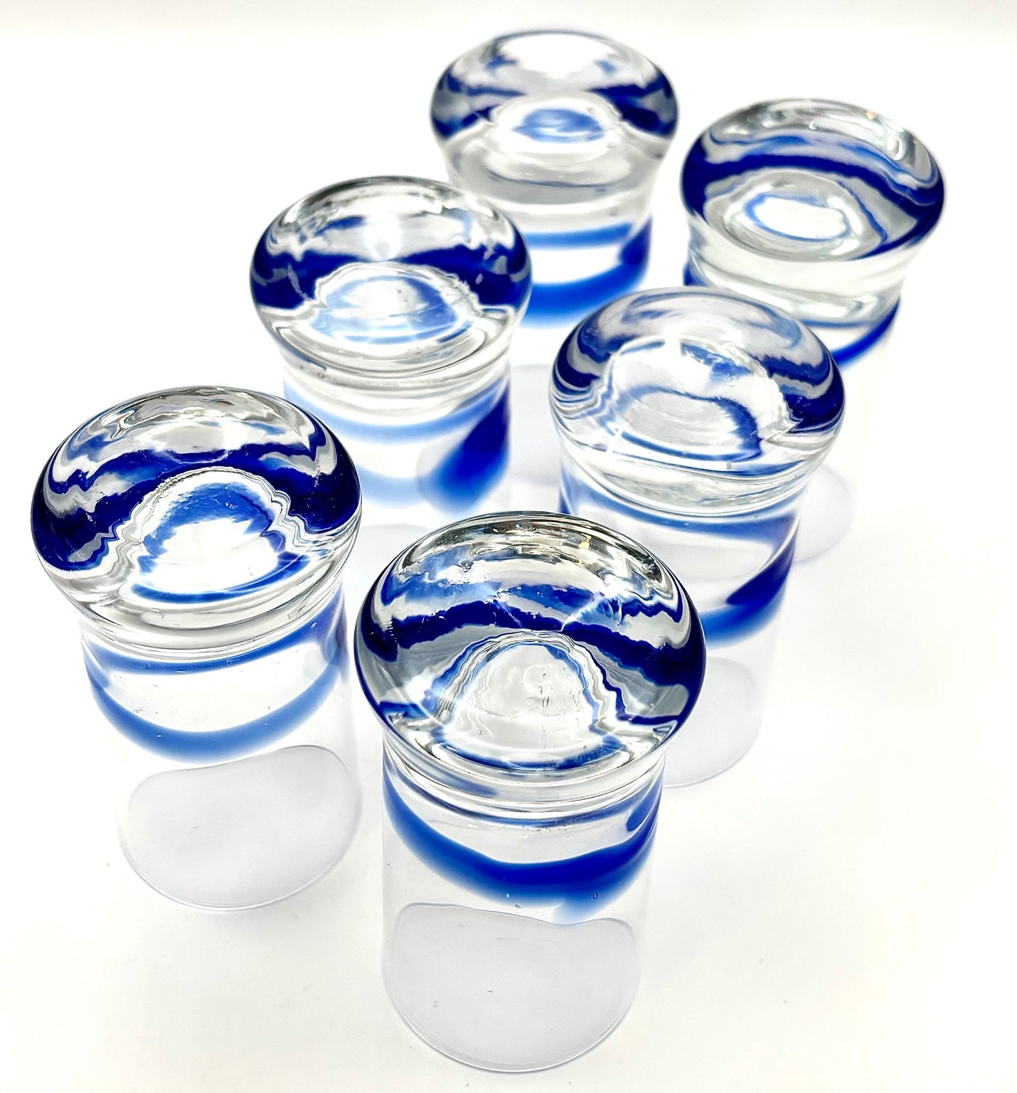Holmegaard Blue Time Shot Glasses Set of 6 | Christel & Christer Holmgren 1971
