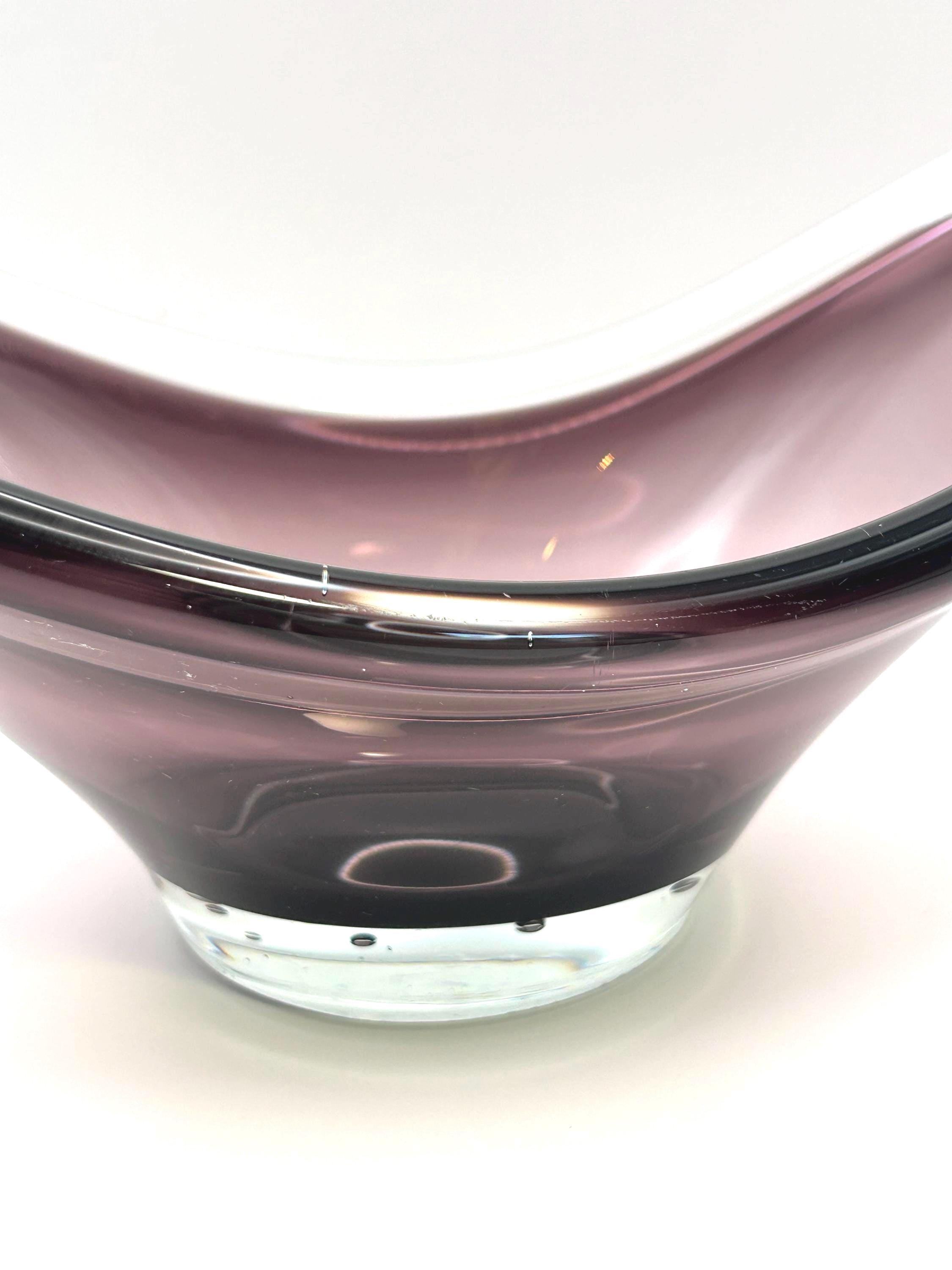 FM Konstglas Amethyst Crystal Centerpiece Bowl | Scandinavian Art Glass