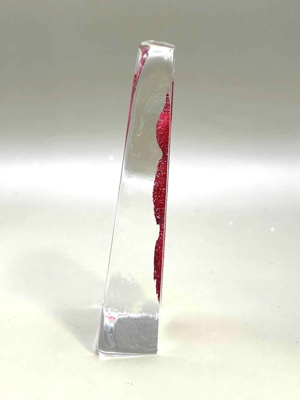 Mats Jonasson Crystal Woman Sculpture, Red Art Glass, Sweden