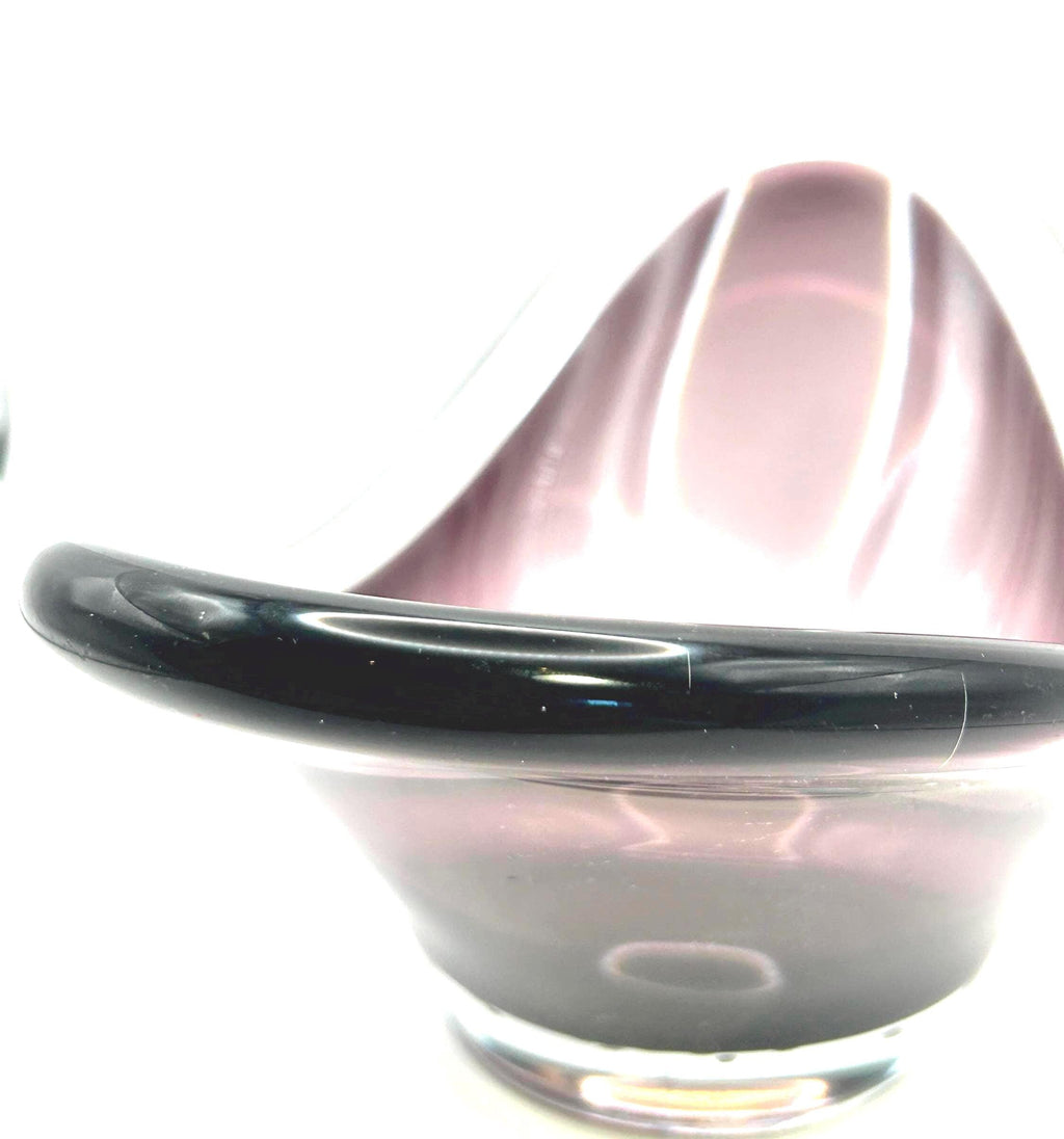 FM Konstglas Amethyst Crystal Centerpiece Bowl | Scandinavian Art Glass