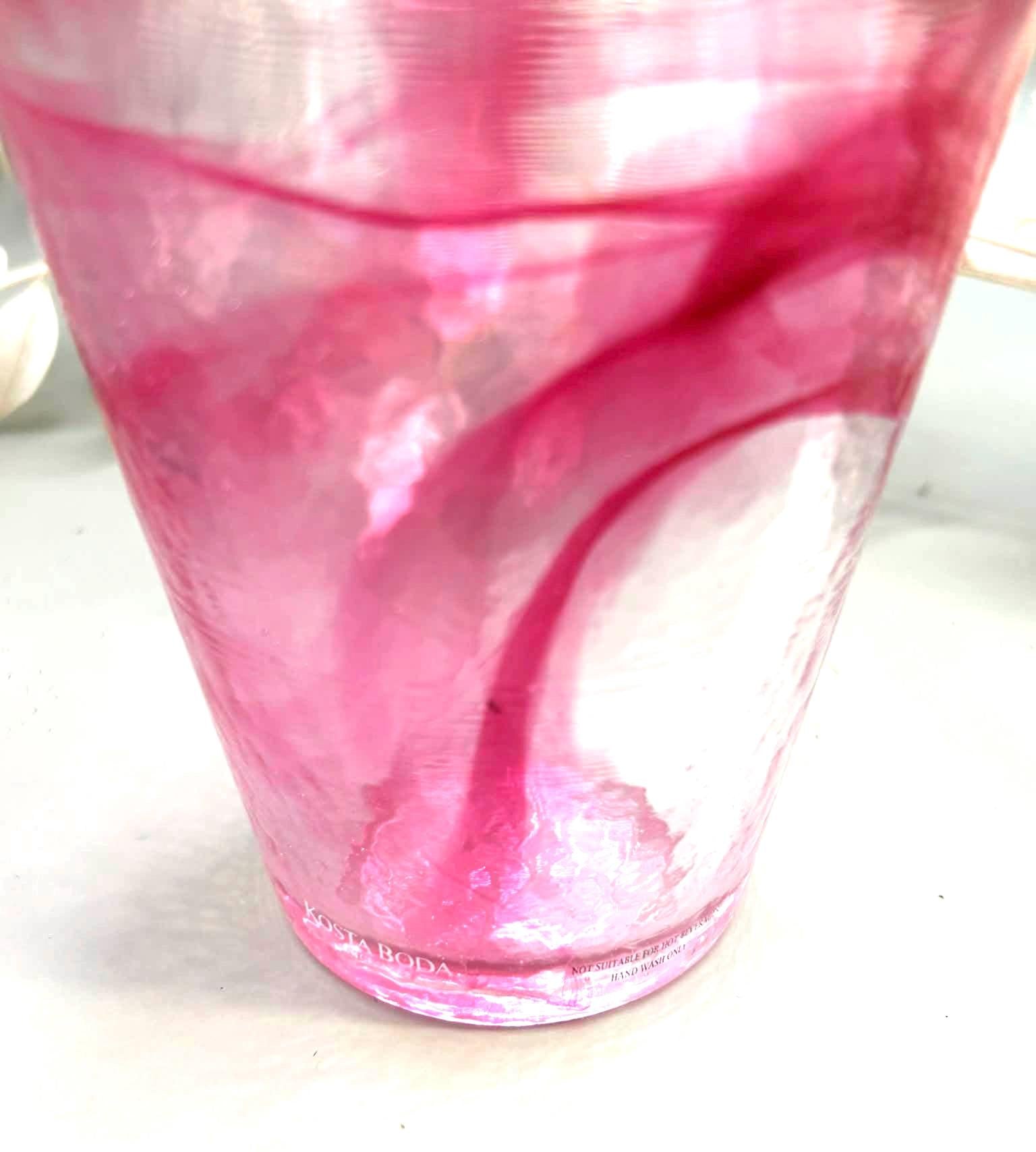 Kosta Boda, Ulrica Hydman-Vallien, Pink Art Glass Bud Vase | Swedish Scandinavian Decor