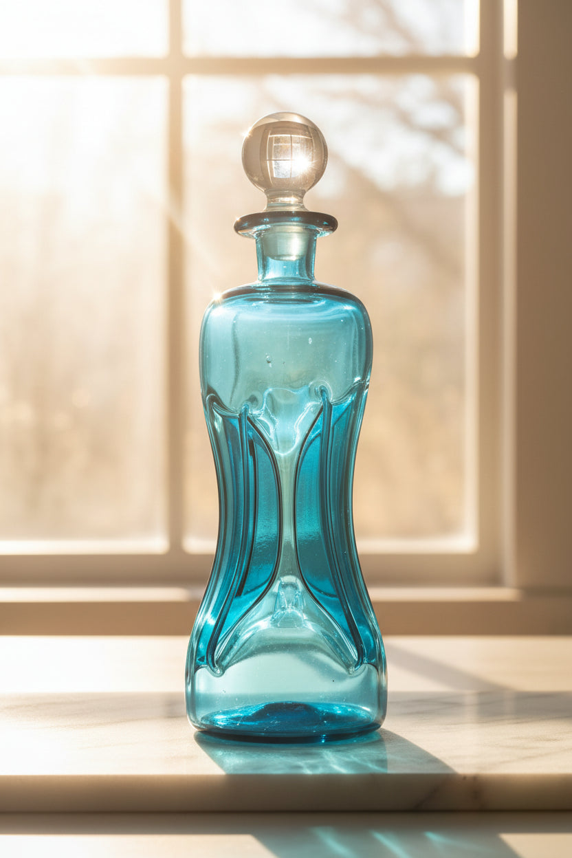 Holmegaard Art Glass Decanter, Teal Blue | Danish Scandinavian Design