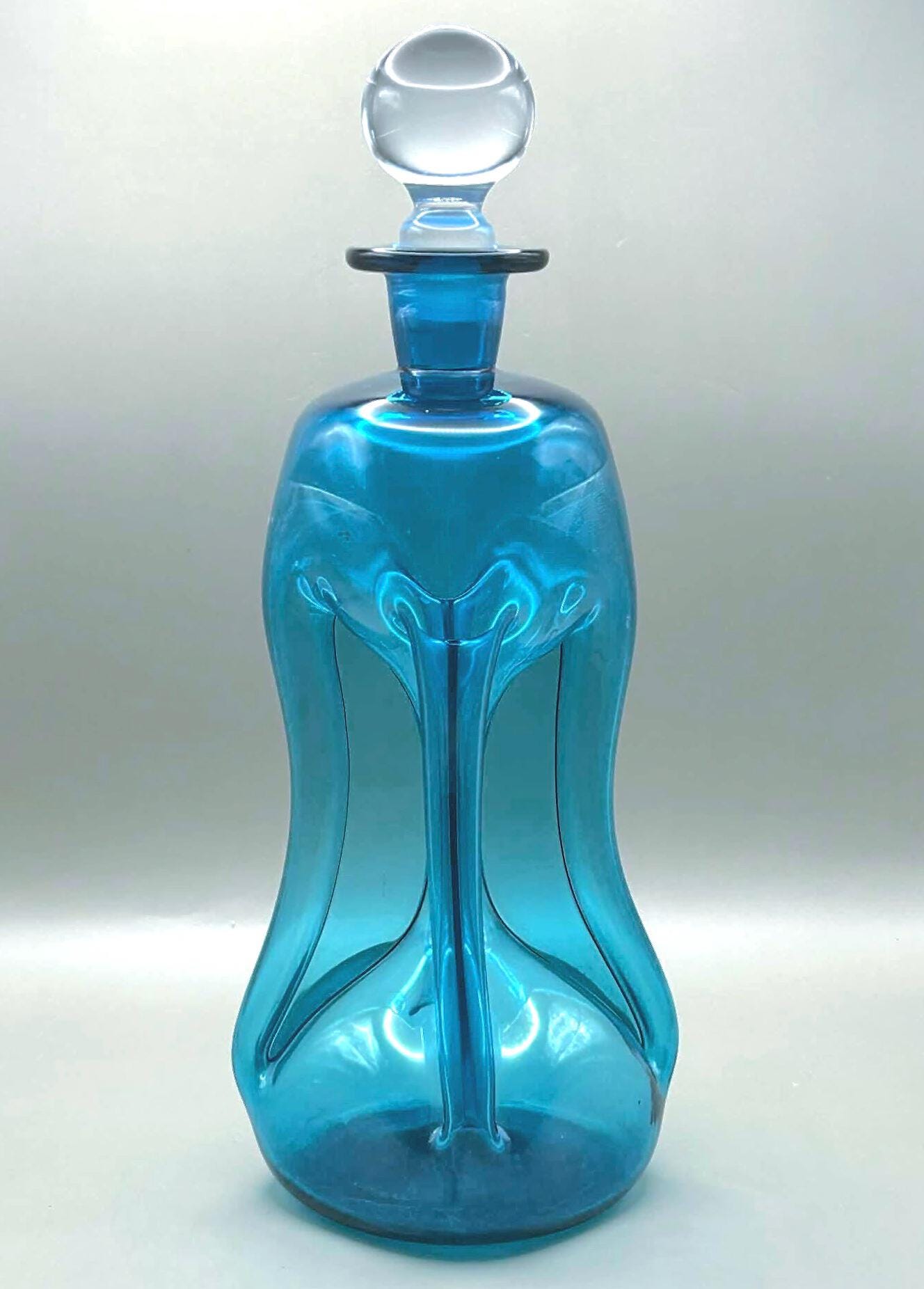 Holmegaard Art Glass Decanter, Teal Blue | Danish Scandinavian Design