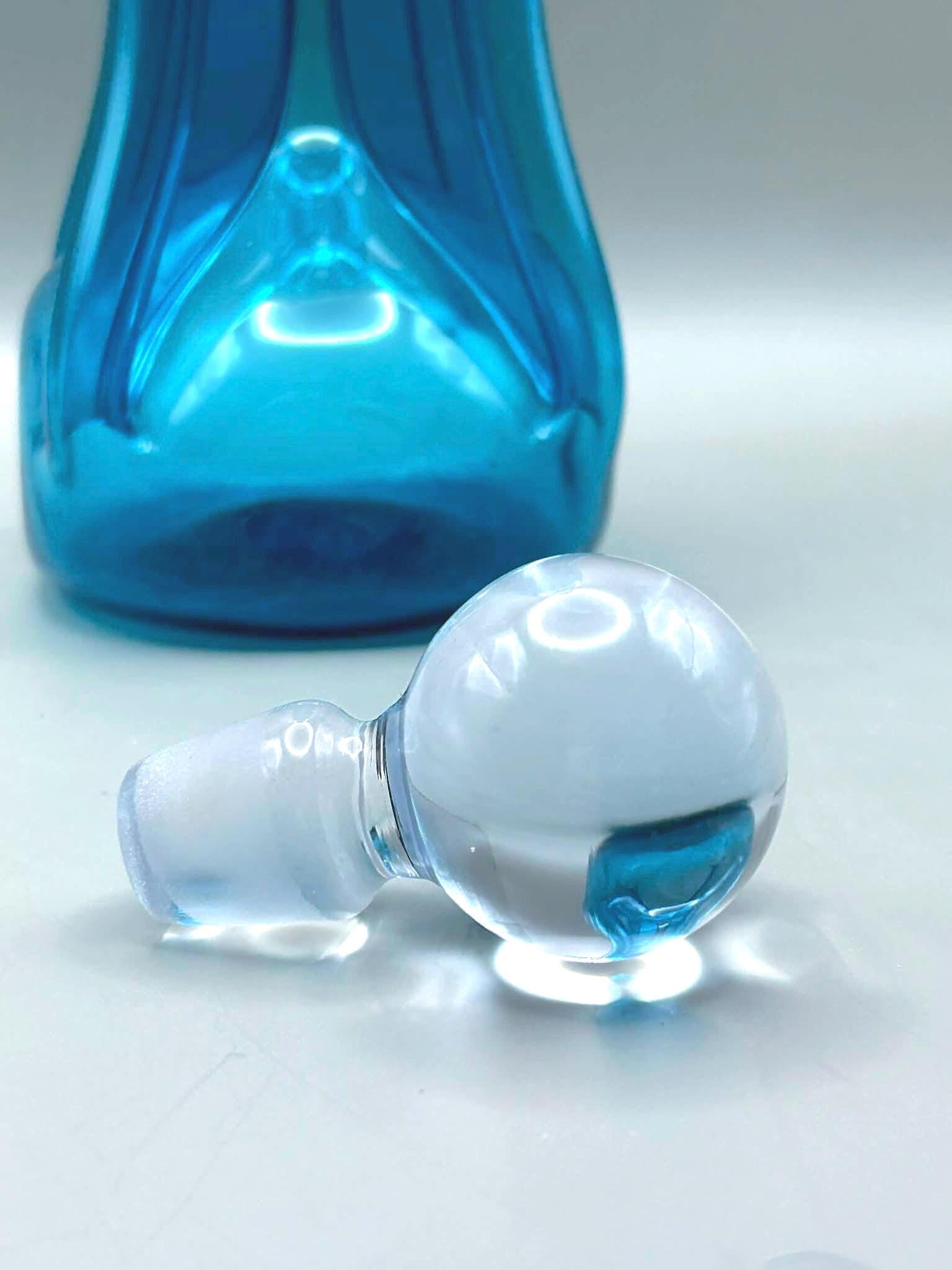 Holmegaard Art Glass Decanter, Teal Blue | Danish Scandinavian Design