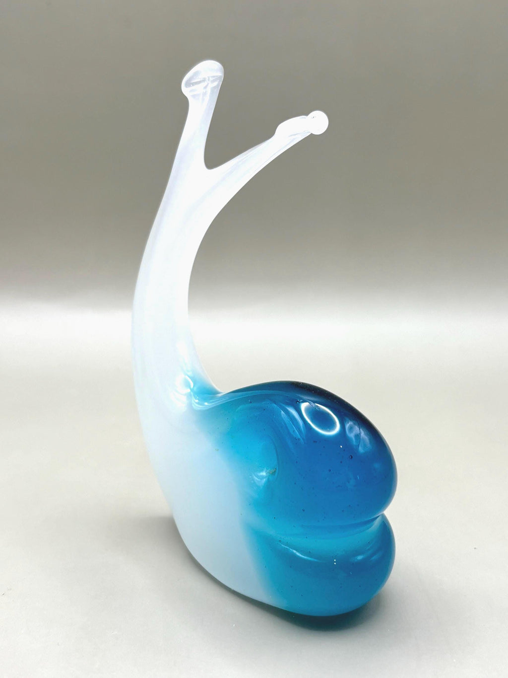 Murano, Italy. Dolphin Sculpture – Blue & White Opaline Sommerso Art Glass