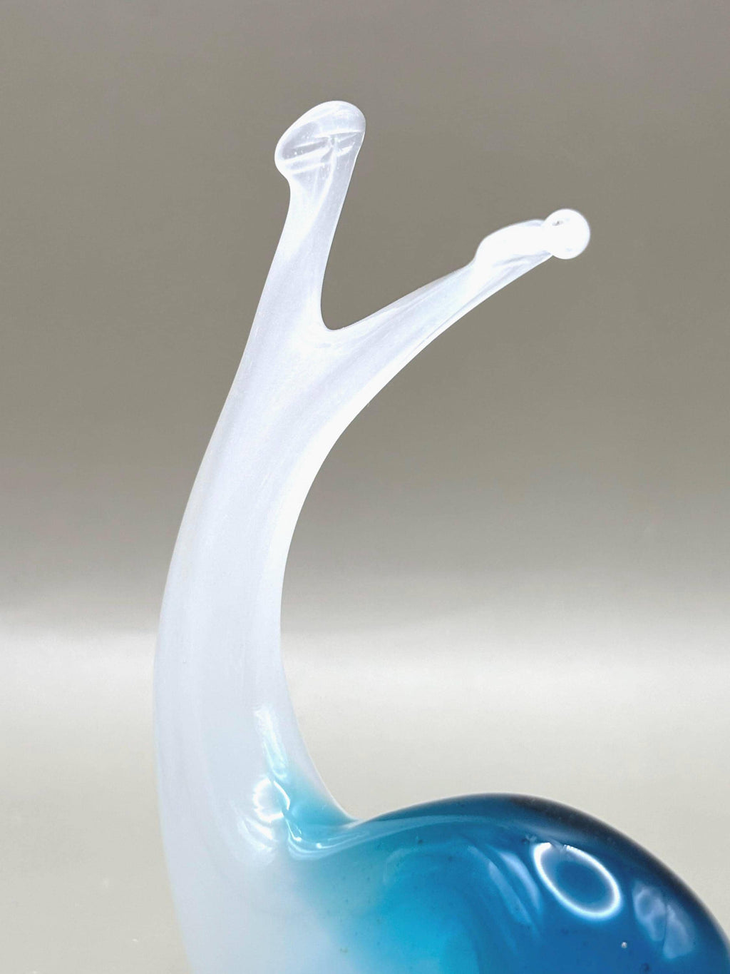 Murano, Italy. Dolphin Sculpture – Blue & White Opaline Sommerso Art Glass