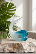 Murano, Italy. Dolphin Sculpture – Blue & White Opaline Sommerso Art Glass