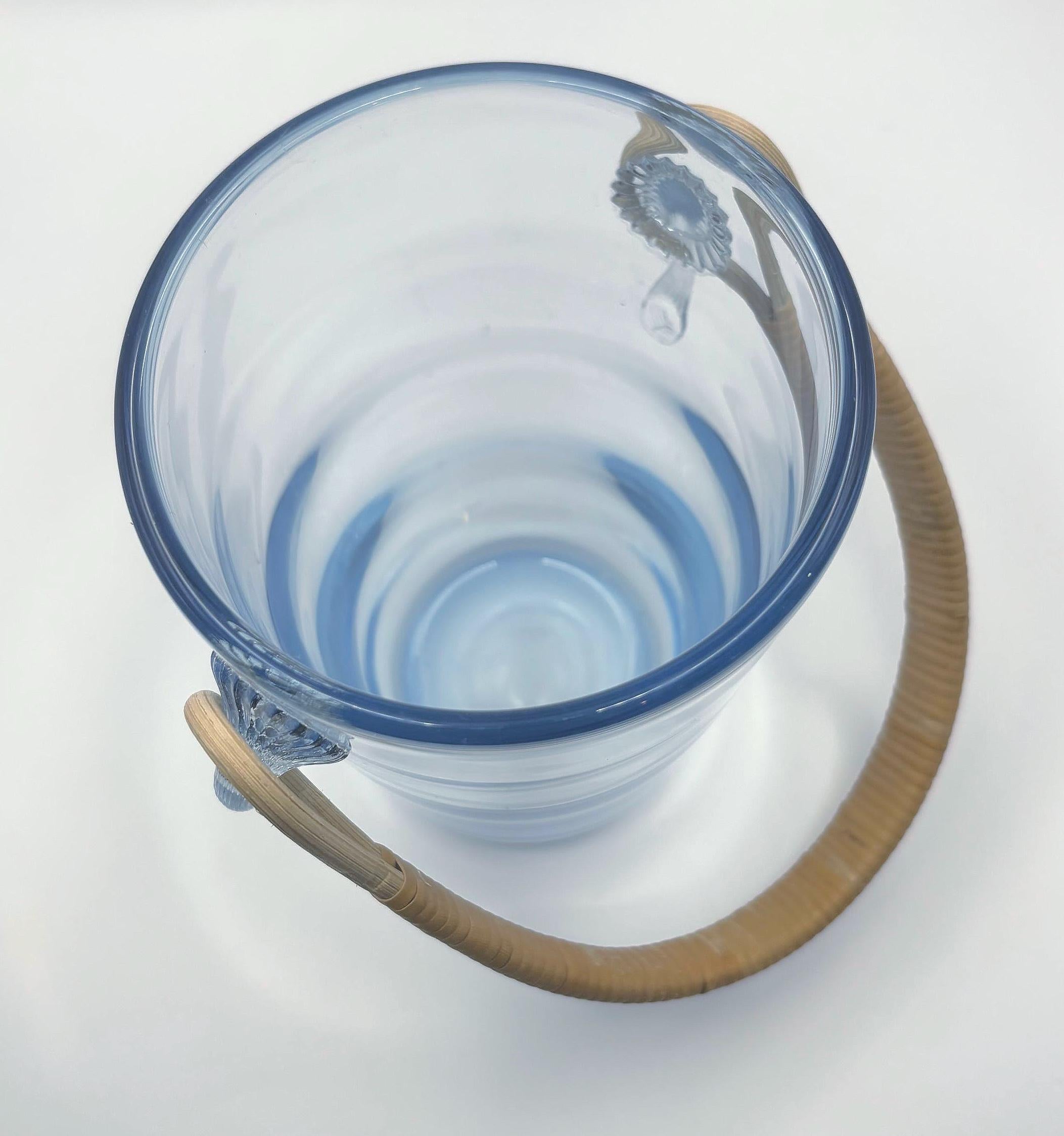 Holmegaard. scandinavian design. Ice Bucket / Glass Bowl with Wicker Handle – Signed