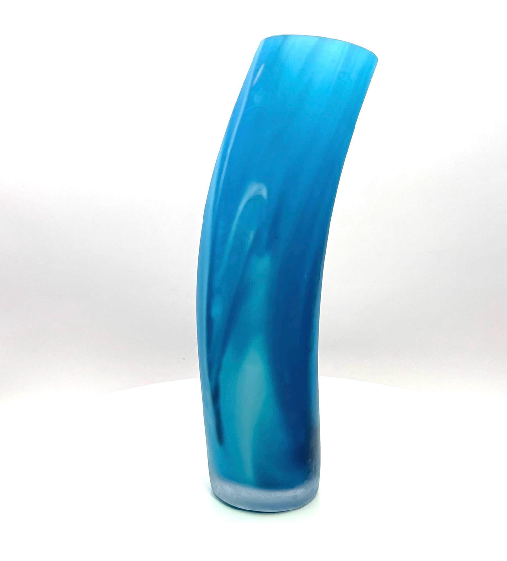 Målerås Glasbruk, Turquoise Satin Glass Vase | Signed Swedish Art Glass