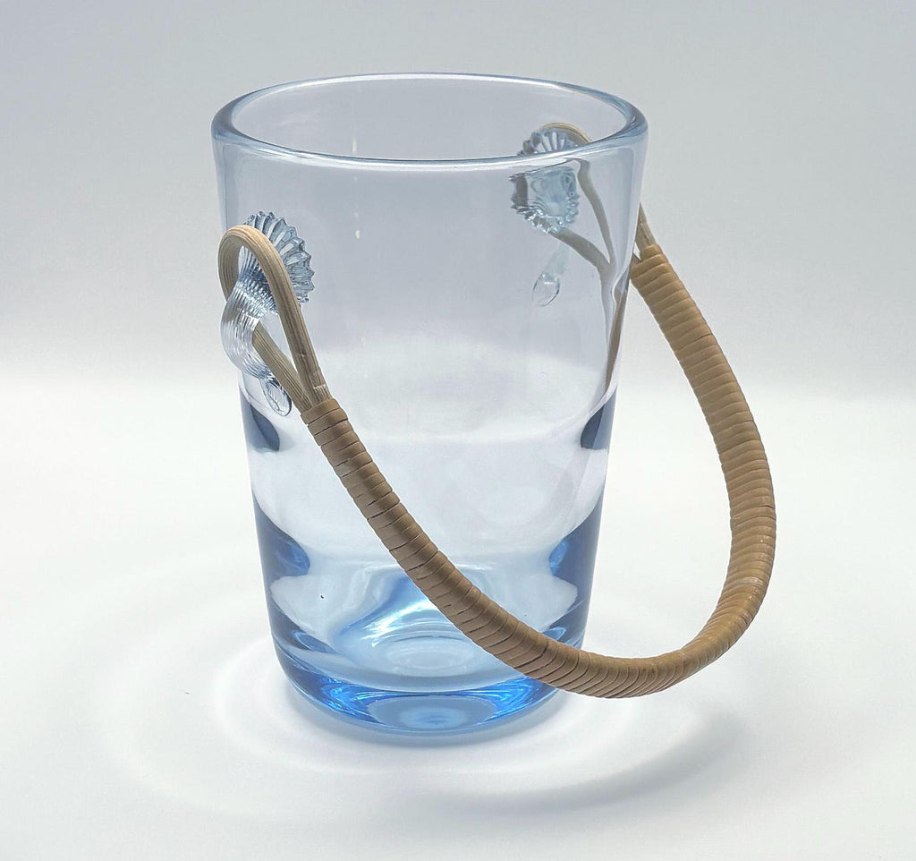 Holmegaard. scandinavian design. Ice Bucket / Glass Bowl with Wicker Handle – Signed