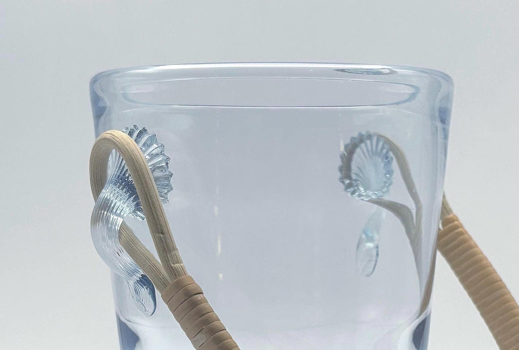 Holmegaard. scandinavian design. Ice Bucket / Glass Bowl with Wicker Handle – Signed