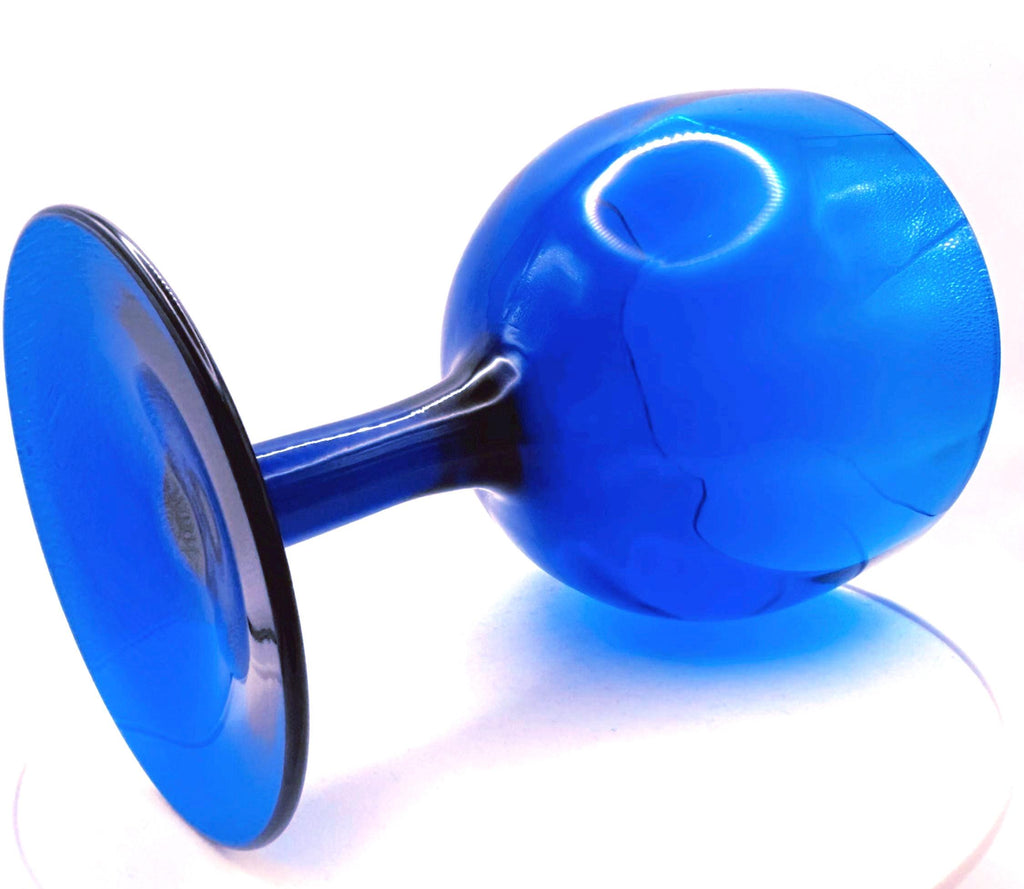 Empoli Blue Footed Compote Bowl, Italian Mid-Century Glass, 17 cm