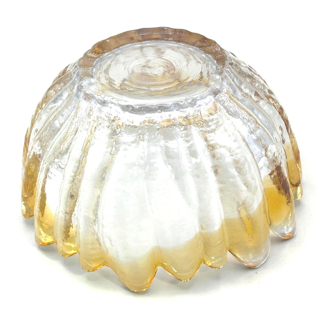 Tauno Wirkkala Art Glass Bowl – Amber Clear Textured Scandinavian Finnish Dish