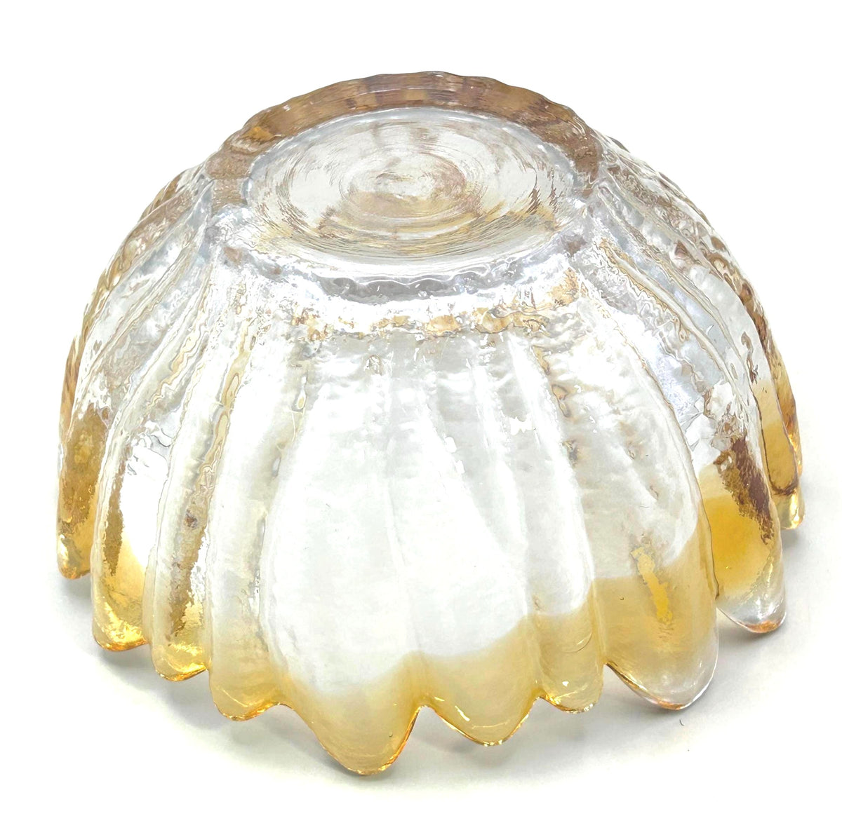 Tauno Wirkkala Art Glass Bowl – Amber Clear Textured Scandinavian Finnish Dish