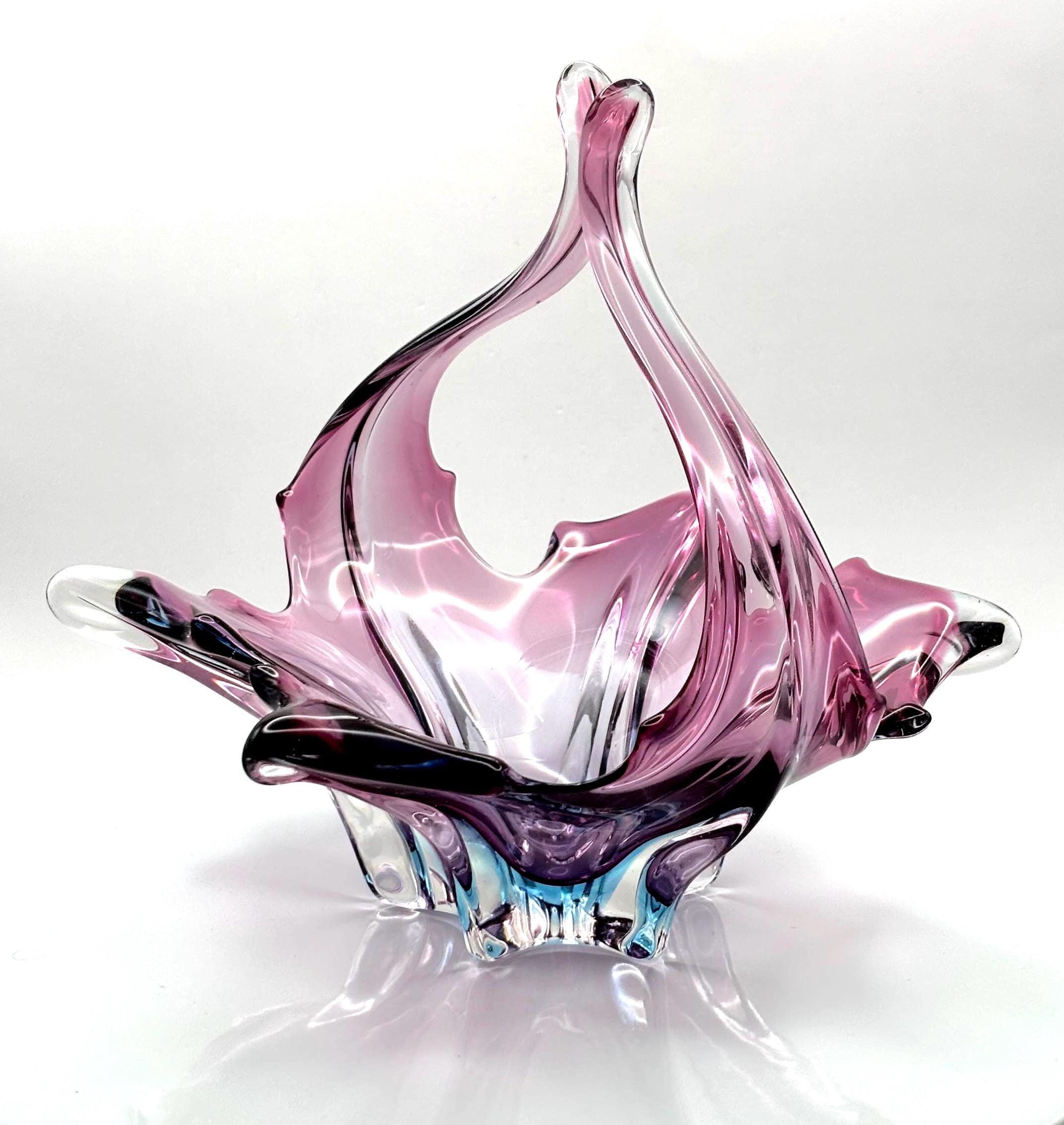 Vintage Murano, Cristallo Venezia, CCC, Sommerso-style Bowl | Sculptural Italian Art Glass Centerpiece