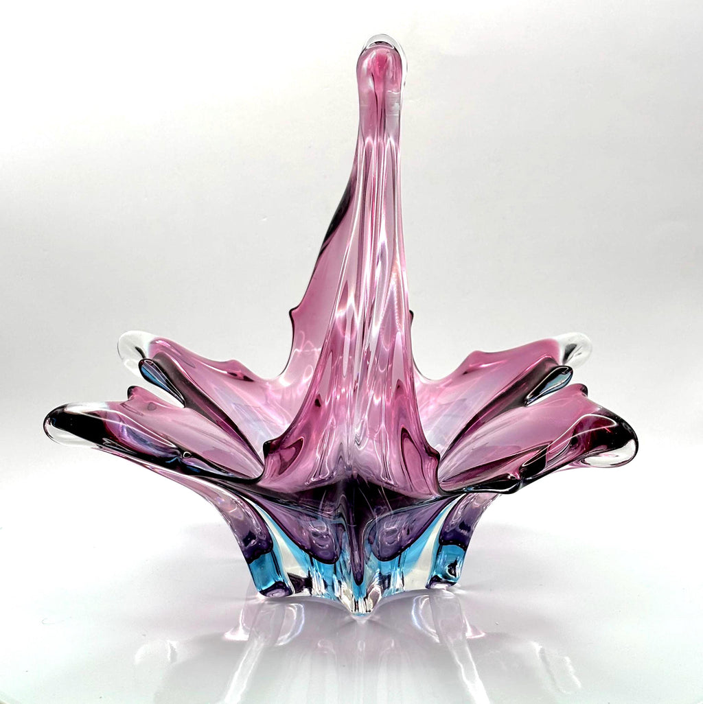Vintage Murano Sommerso Bowl | Sculptural Italian Art Glass Centerpiece
