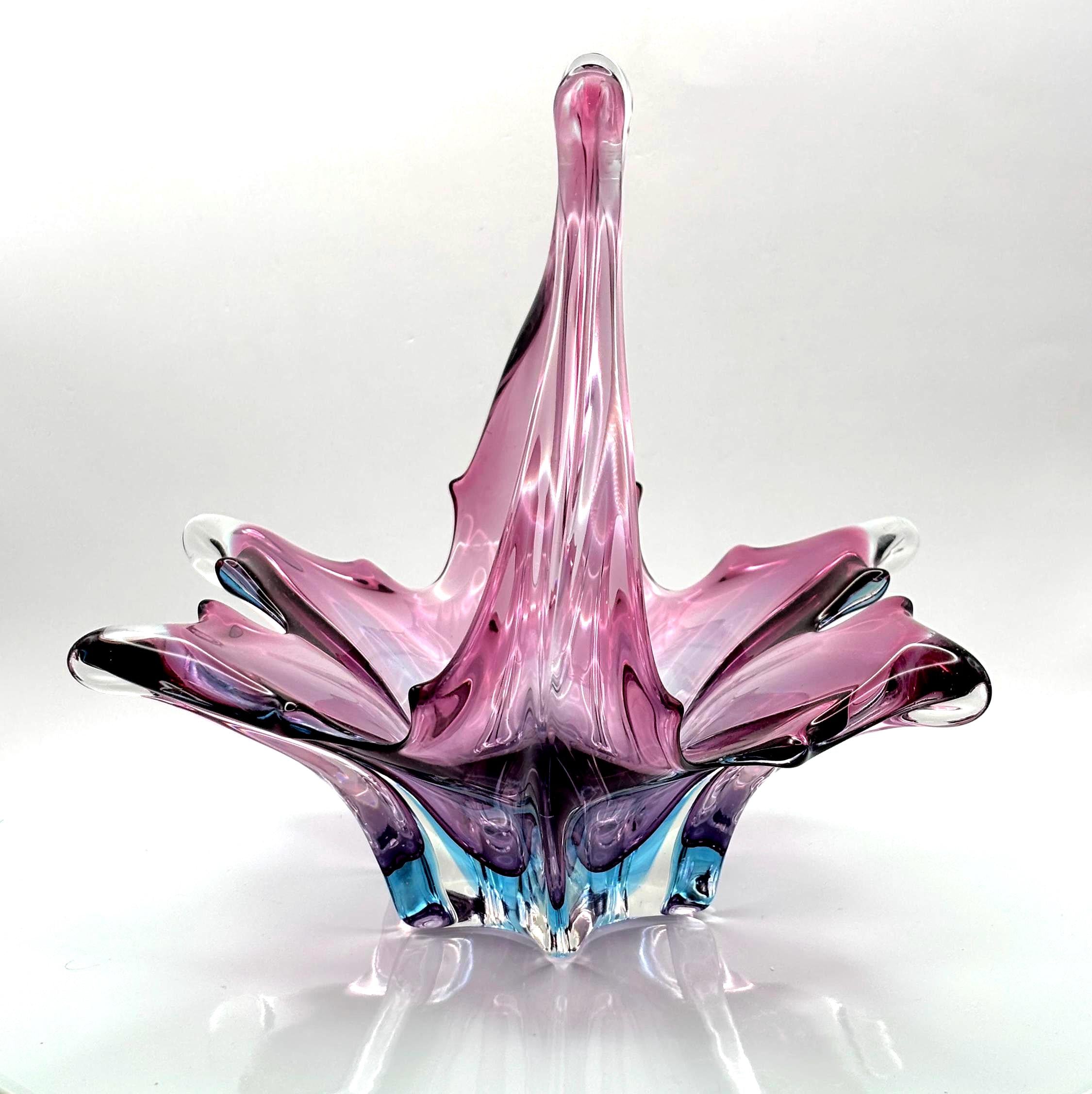 Vintage Murano Sommerso Bowl | Sculptural Italian Art Glass Centerpiece