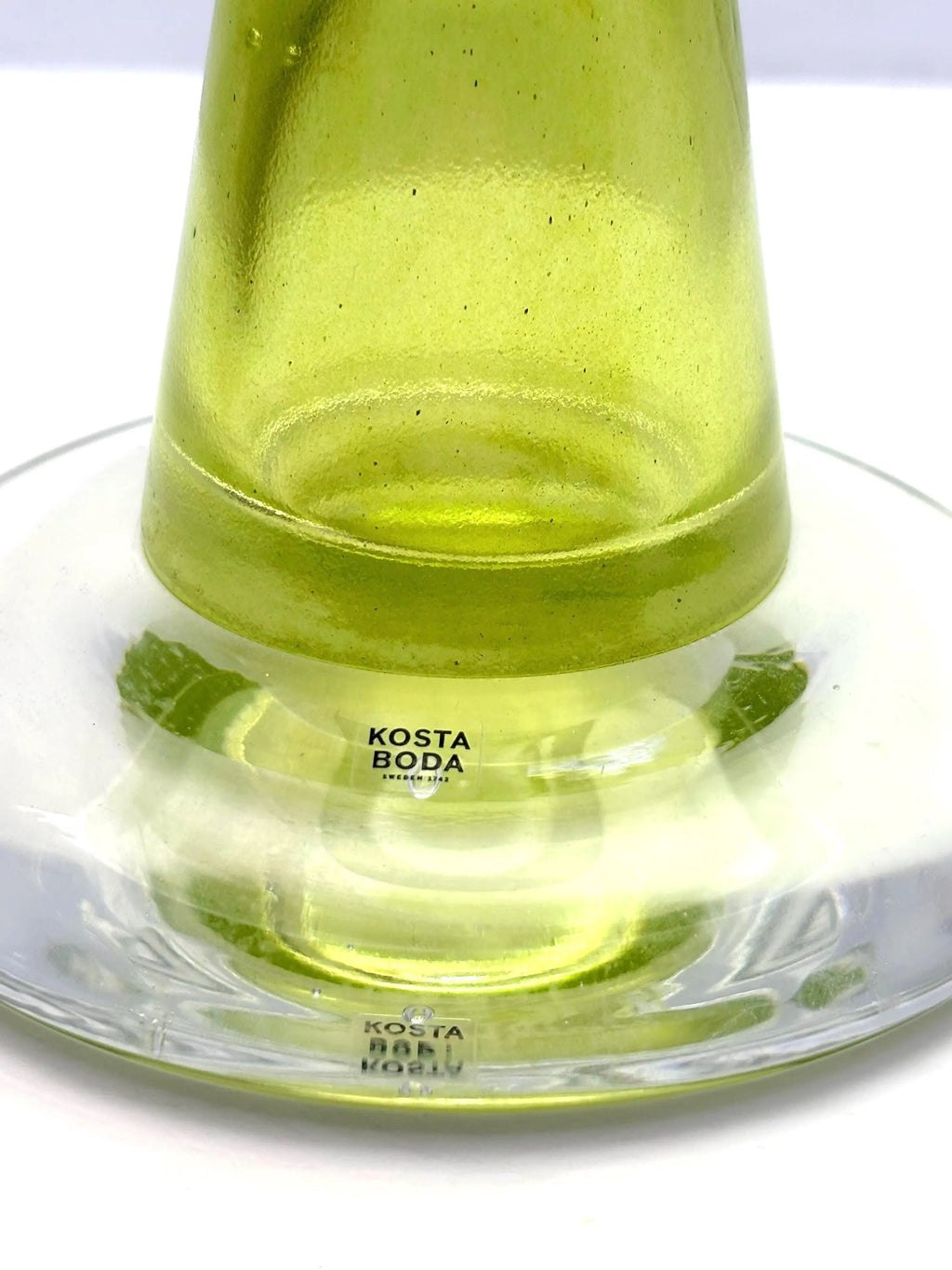 Kosta Boda Artist Choice Art Glass Centerpiece Bowl, Signed Kjell Engman Lime Green