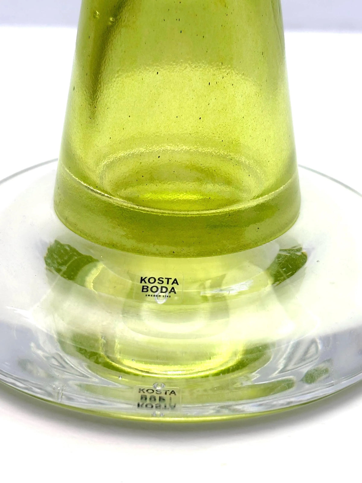 Kosta Boda Artist Choice Art Glass Centerpiece Bowl, Signed Kjell Engman Lime Green
