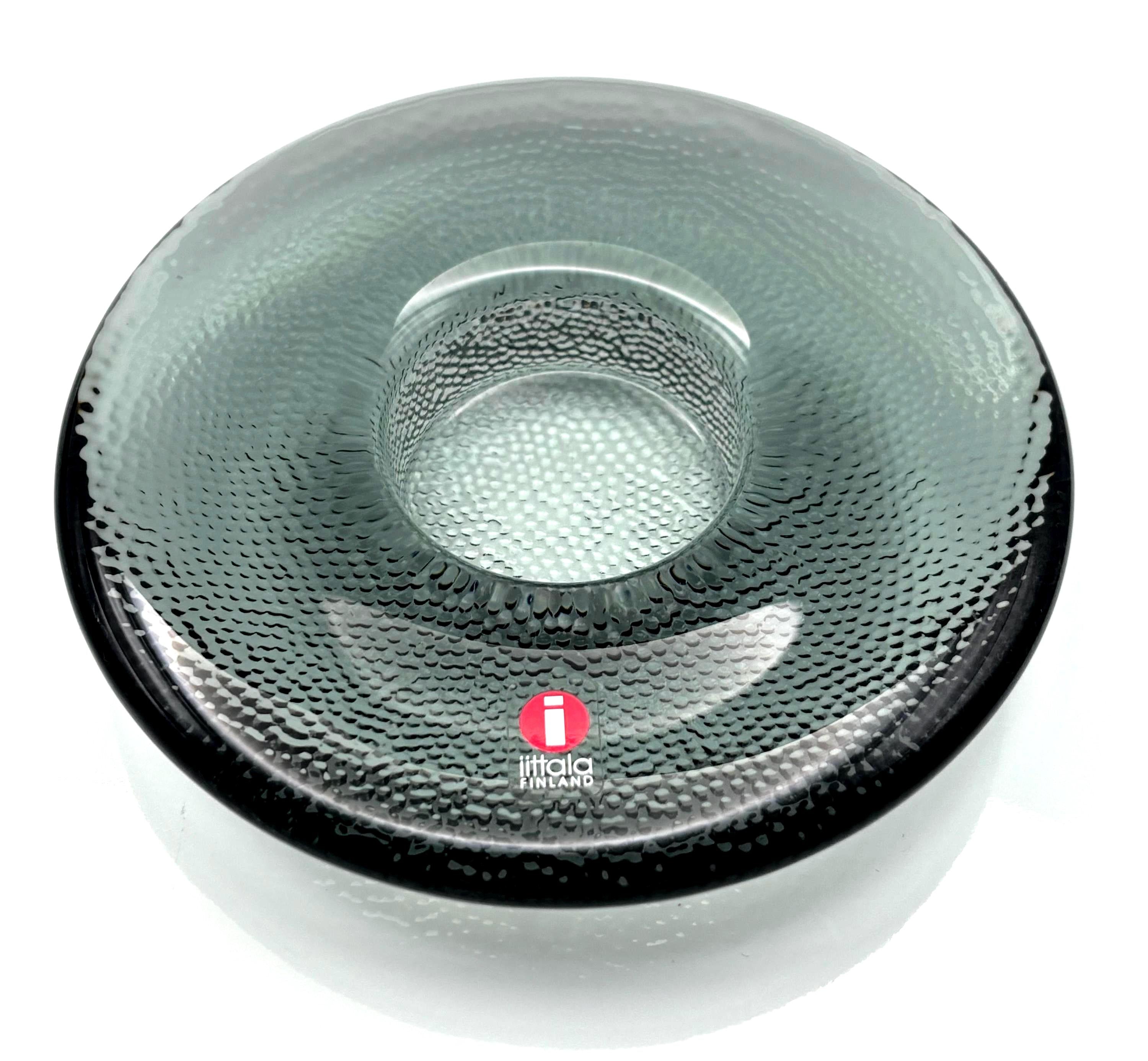 Iittala Kastehelmi Glass Candle Holders, Smoke Grey, Set of 2