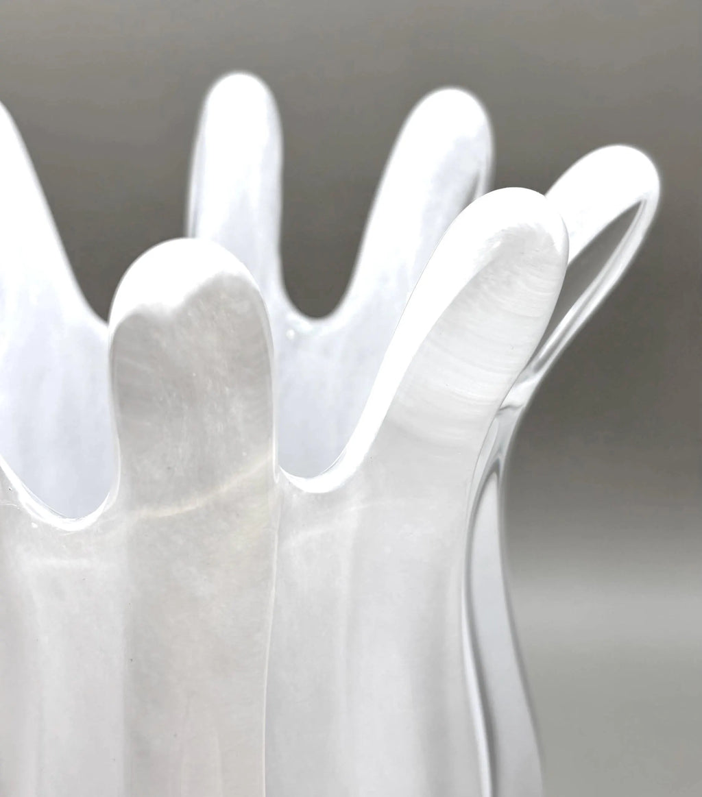 Murano, White Opaline Glass Vase | Italian Art