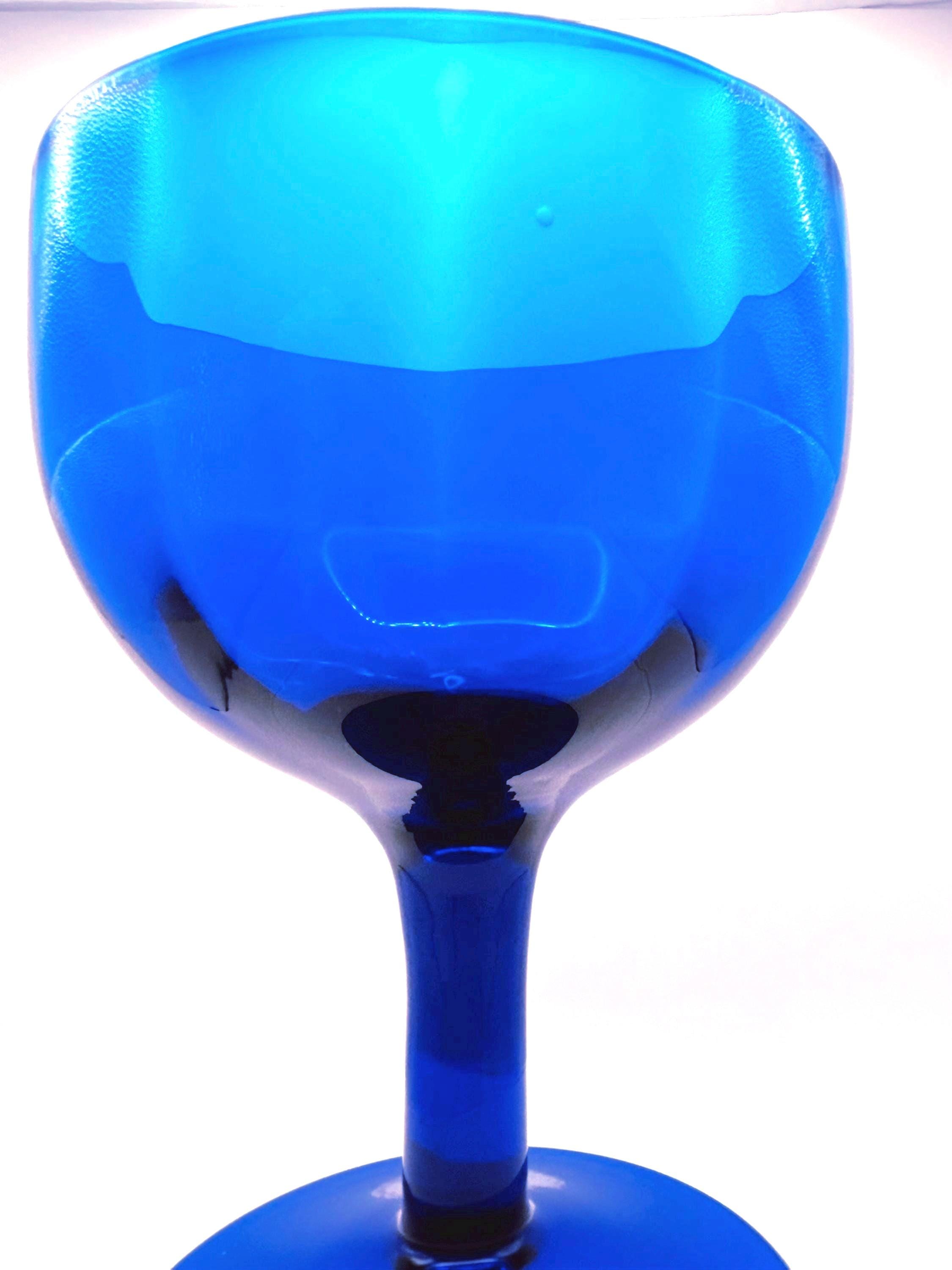 Empoli Blue Footed Compote Bowl, Italian Mid-Century Glass, 17 cm