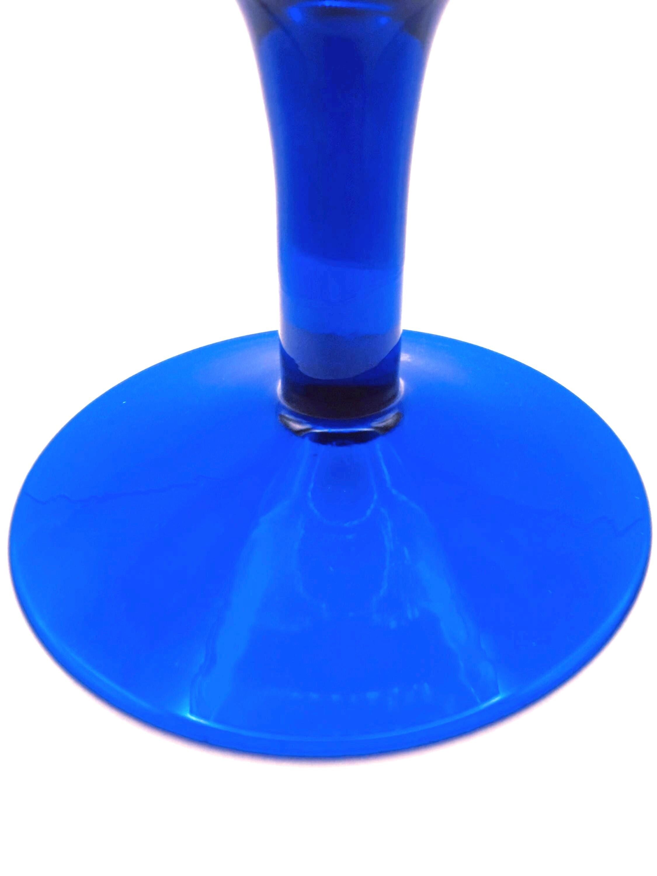 Empoli Blue Footed Compote Bowl, Italian Mid-Century Glass, 17 cm