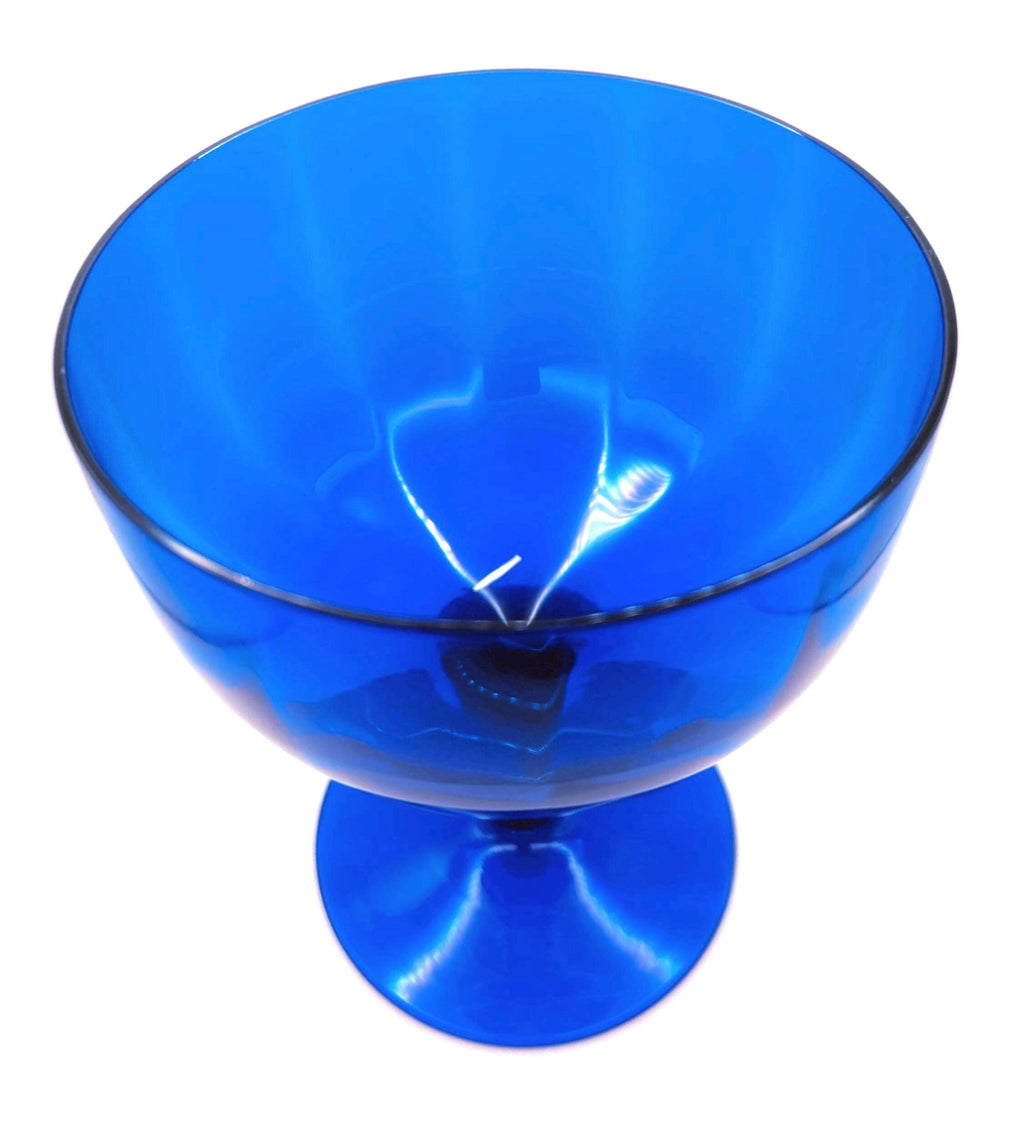 Empoli Blue Footed Compote Bowl, Italian Mid-Century Glass, 17 cm