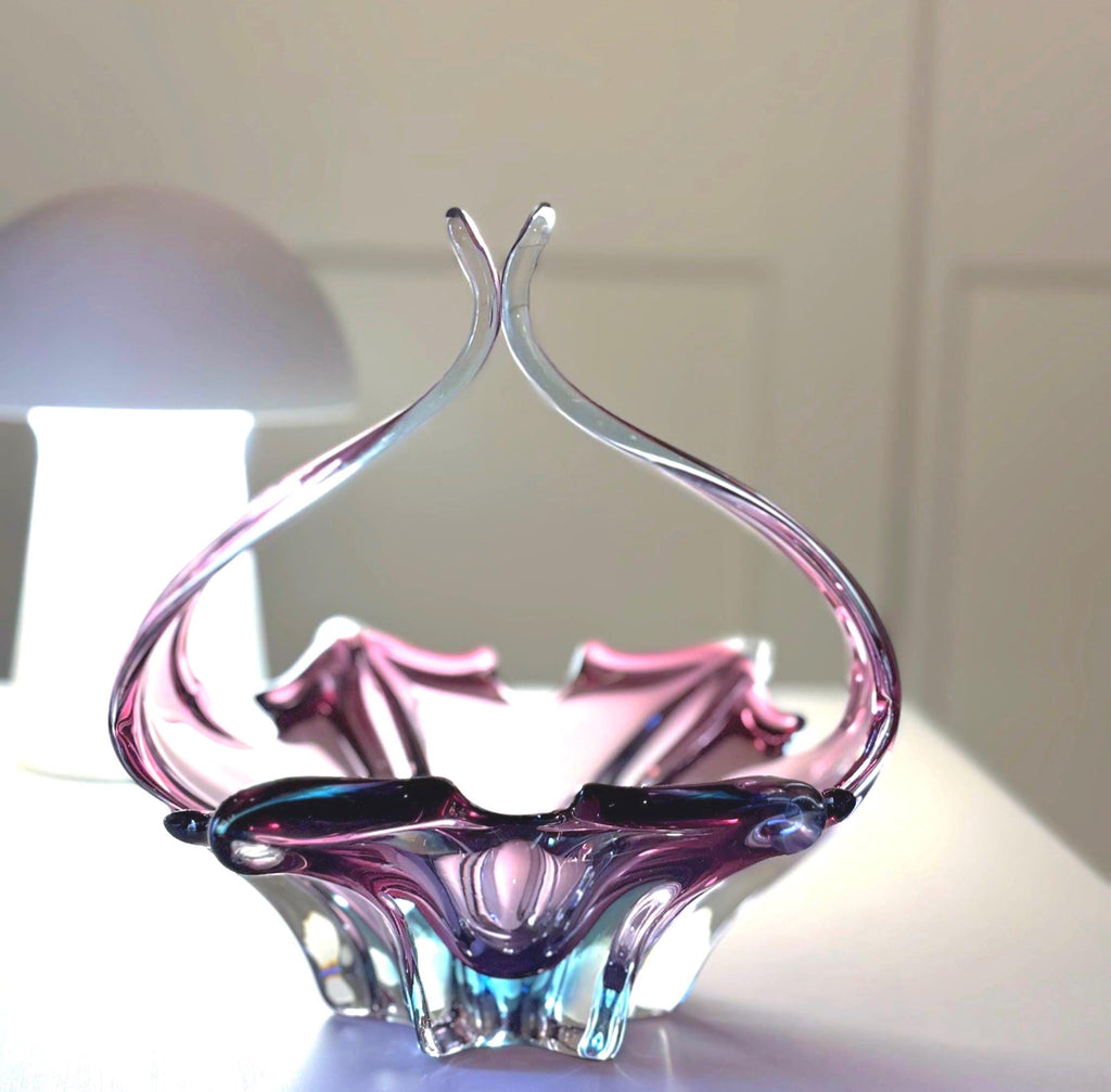 Vintage Murano Sommerso Bowl | Sculptural Italian Art Glass Centerpiece