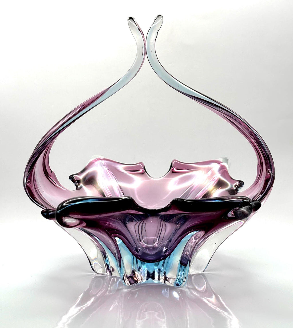 Vintage Murano, Cristallo Venezia, CCC, Sommerso-style Bowl | Sculptural Italian Art Glass Centerpiece