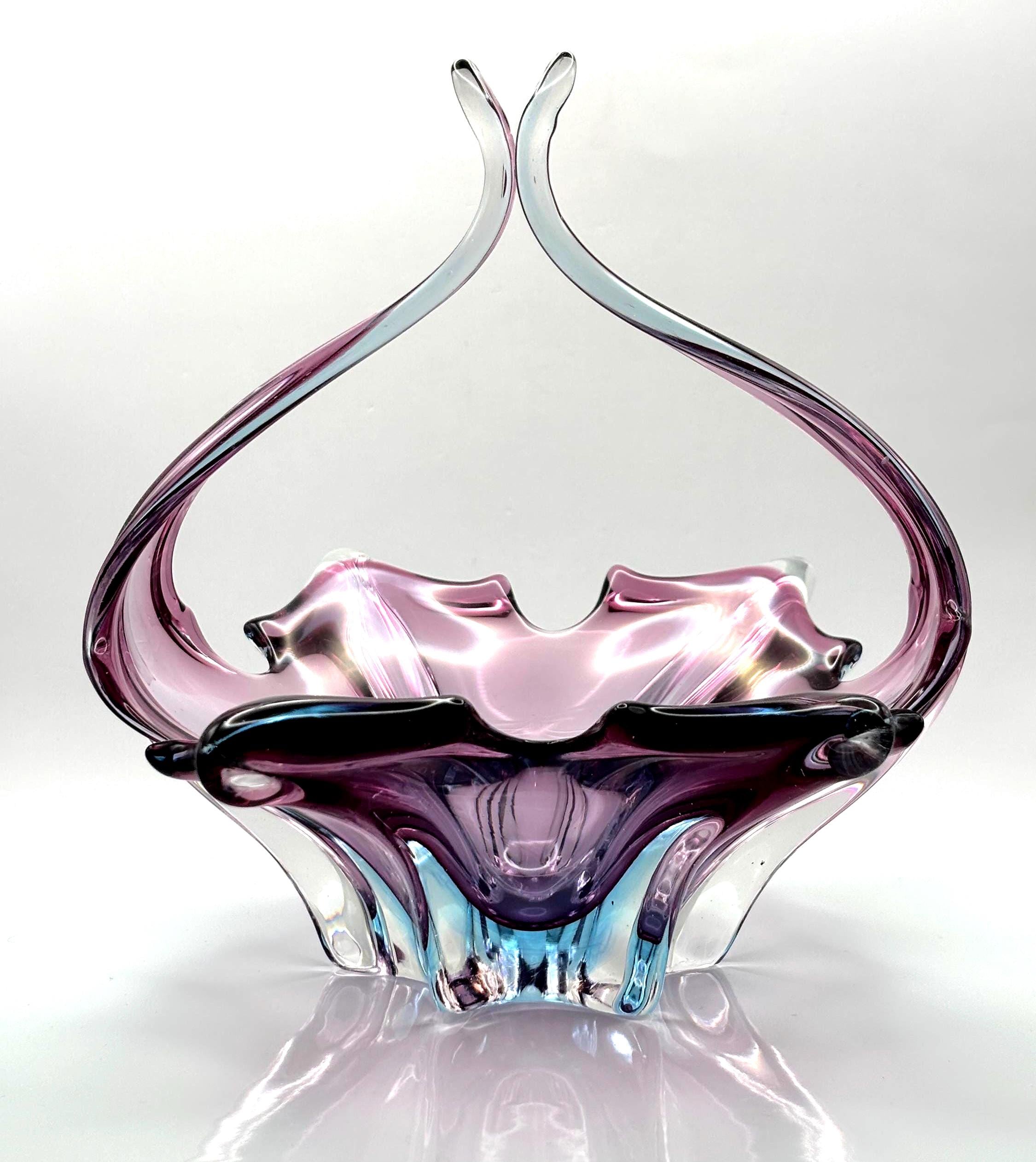 Vintage Murano, Cristallo Venezia, CCC, Sommerso-style Bowl | Sculptural Italian Art Glass Centerpiece
