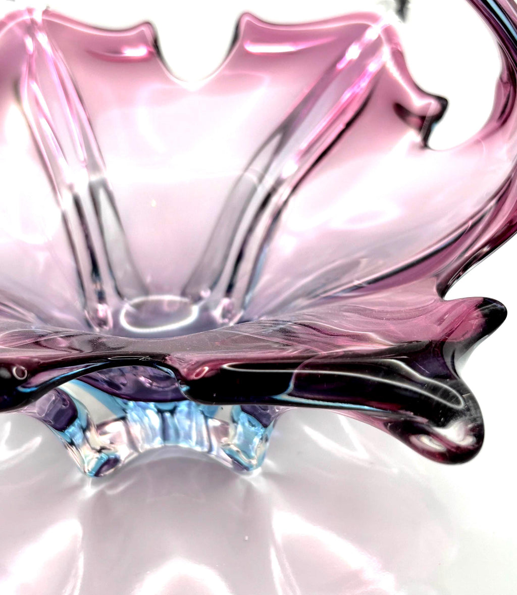 Vintage Murano, Cristallo Venezia, CCC, Sommerso-style Bowl | Sculptural Italian Art Glass Centerpiece