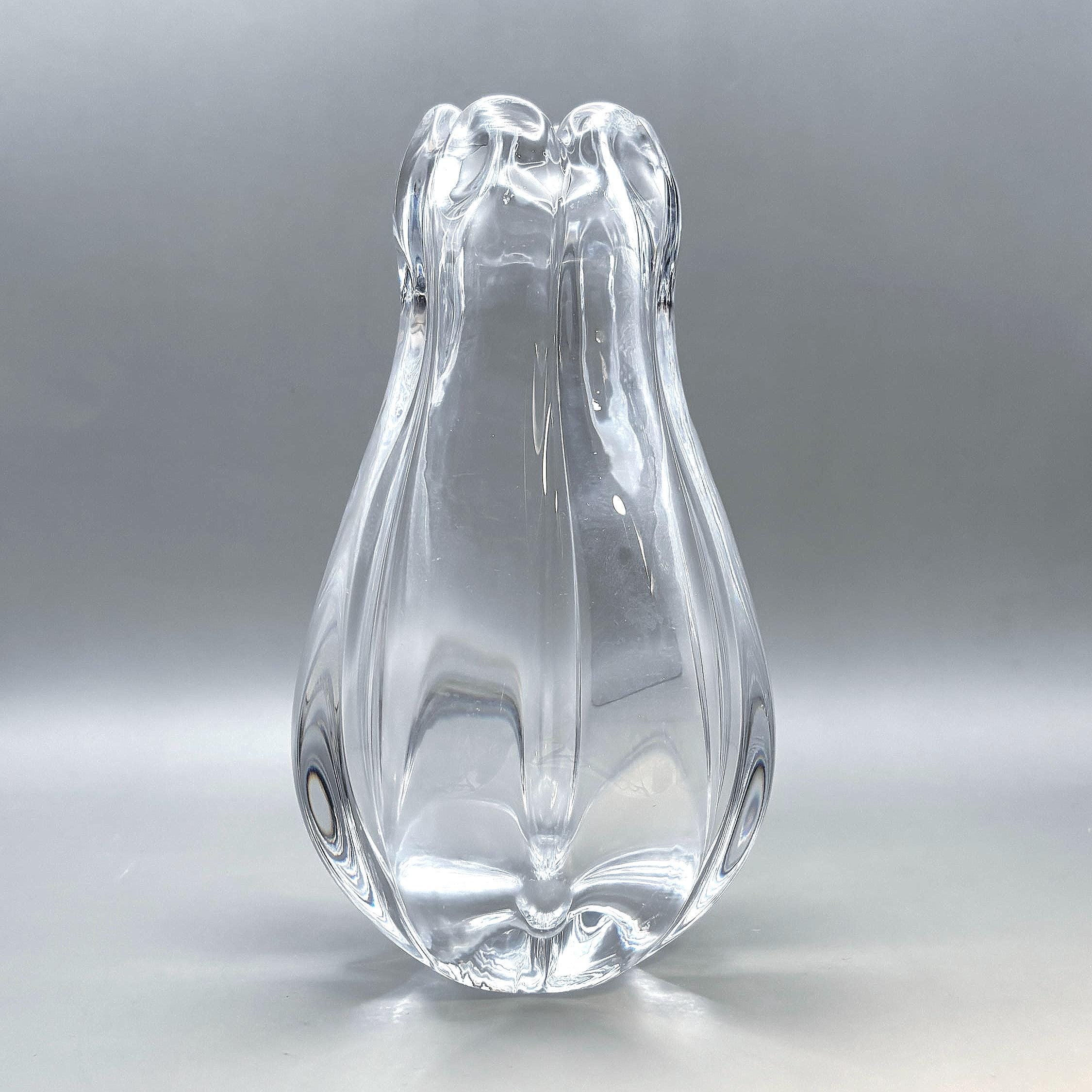 Orrefors Crystal Vase by Vicke Lindstrand, Signed Swedish Art Glass