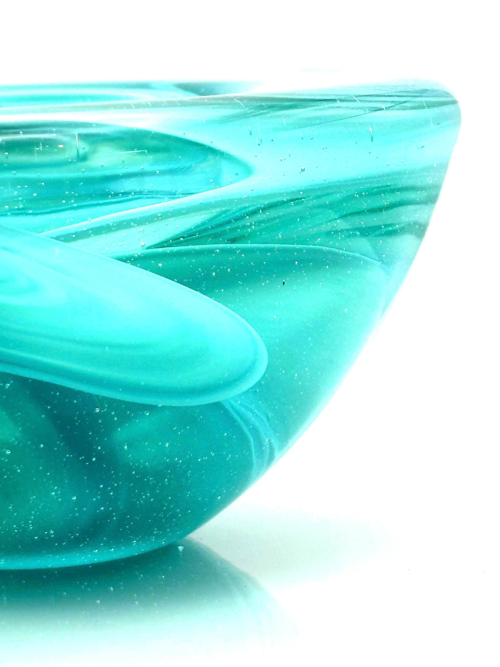 Vintage Kosta Boda Tealight Holders | Turquoise & White Swirl Glass Pair