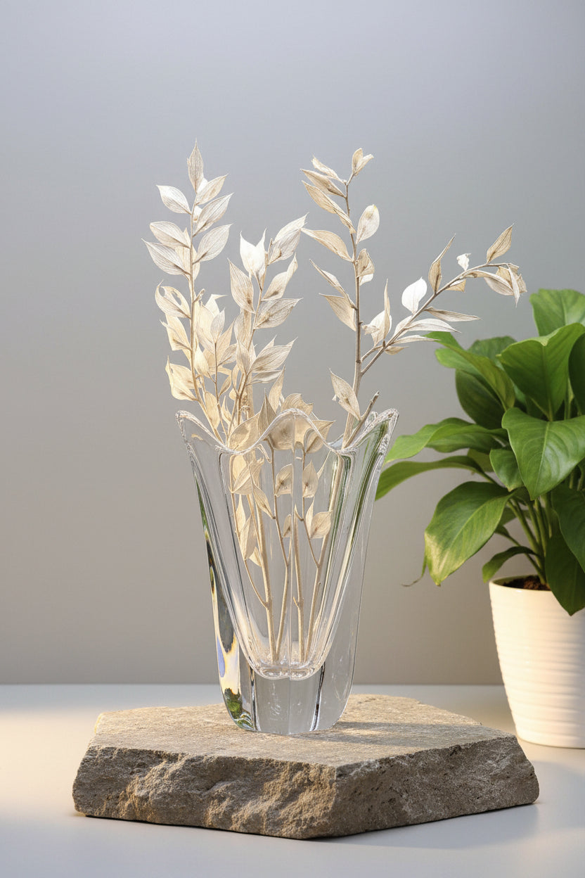 Orrefors Fleur Crystal Vase – Lars Hellsten Signed Swedish Art Glass (15 cm)