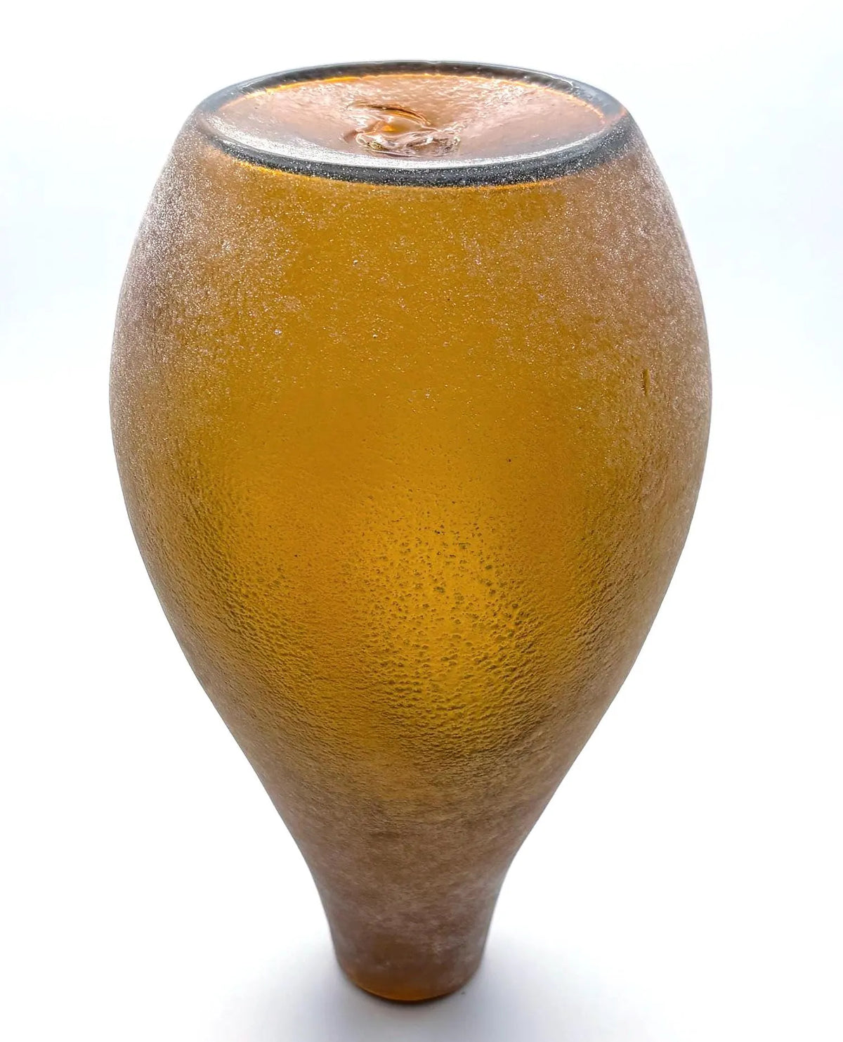 Amber Frosted Art Glass Vase, Scandinavian | Mid-Century Design